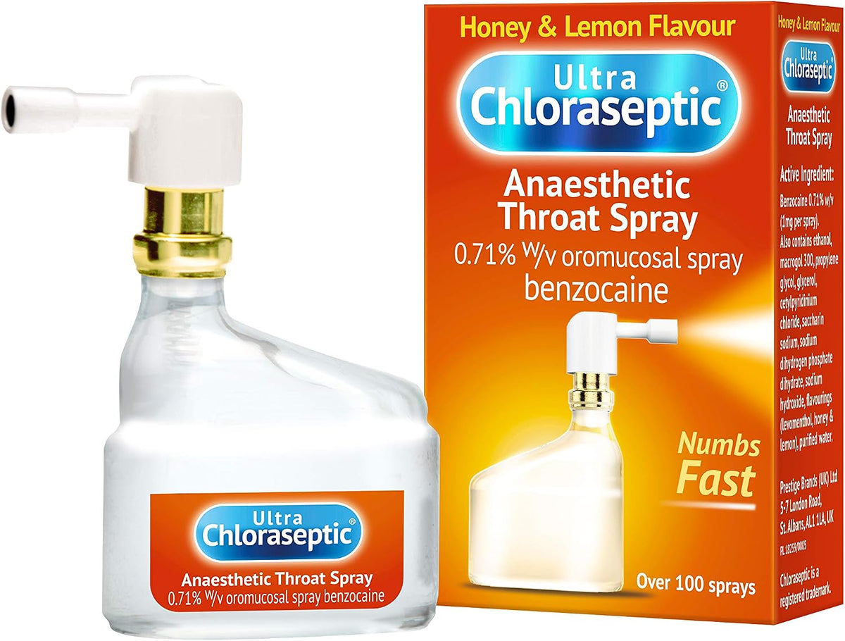 Ultra Chloraseptic Honey and Lemon, Sore Throat Pain Relief Spray 15ml