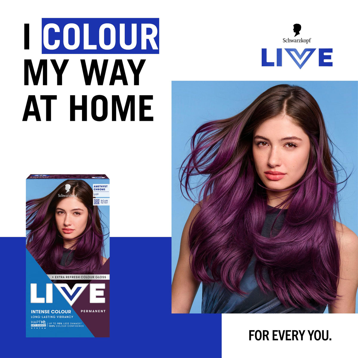 Schwarzkopf LIVE Intense Colour Hair Dye, 099 Deep Black
