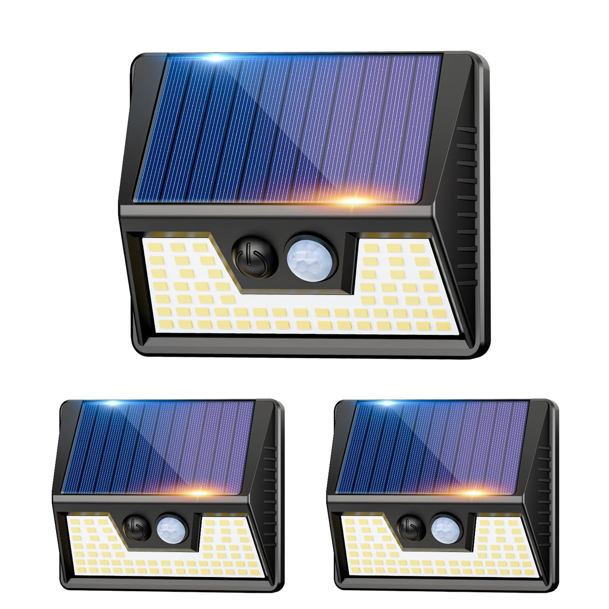 vighep Solar Security Lights Outdoor Motion Sensor, White 318LED Led Solar Powered Light with 3 Lighting Modes, IP65 Waterproof Wireless Pir Wall Light for Outside Garden Fence Yard-Warm White