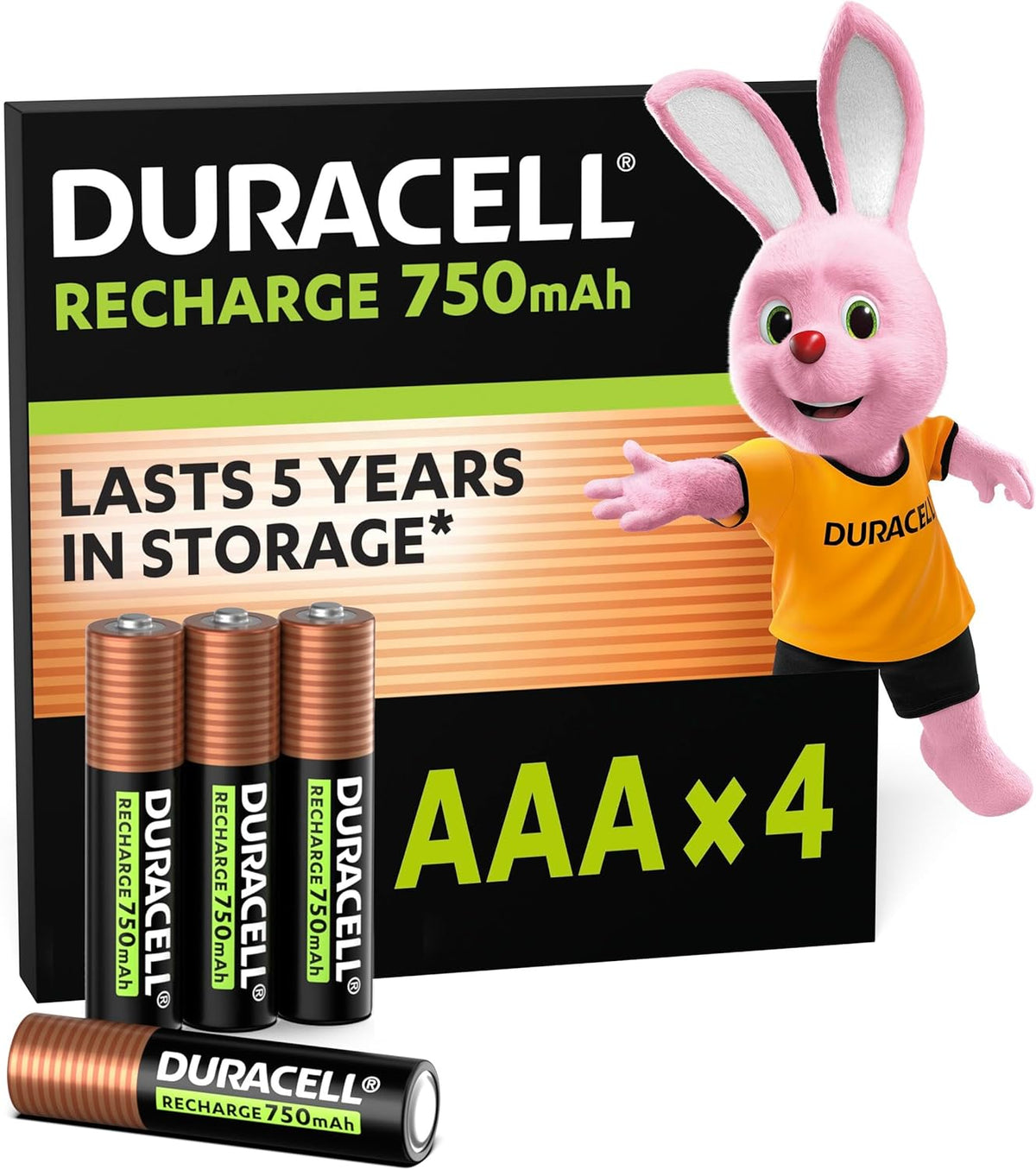 DURACELL AAA Rechargeable Batteries (4 Pack) 1.2V, 750 mAh NiMH