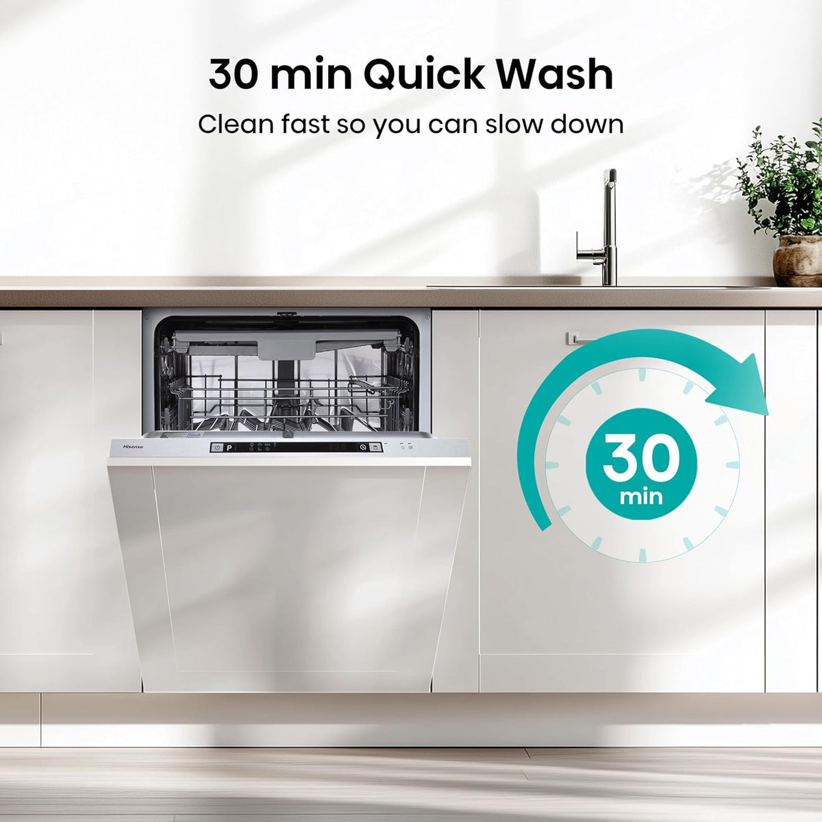 Hisense Fully Integrated Standard Dishwasher - Silver with Fixed Door Fixing Kit HV623D15UK - D Rated