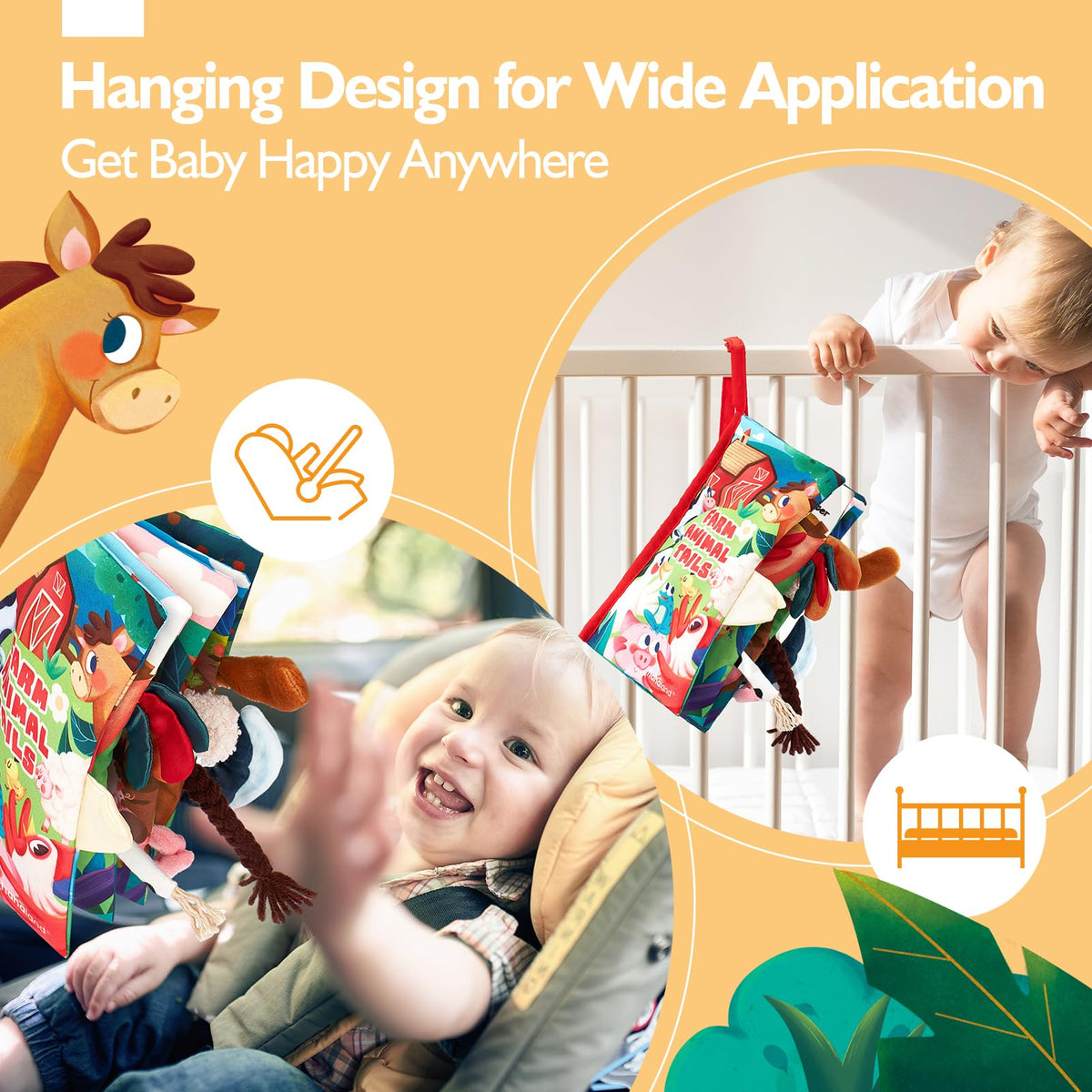 hahaland Baby Books 0-6 Months Infant Tummy Time Toys High Contrast