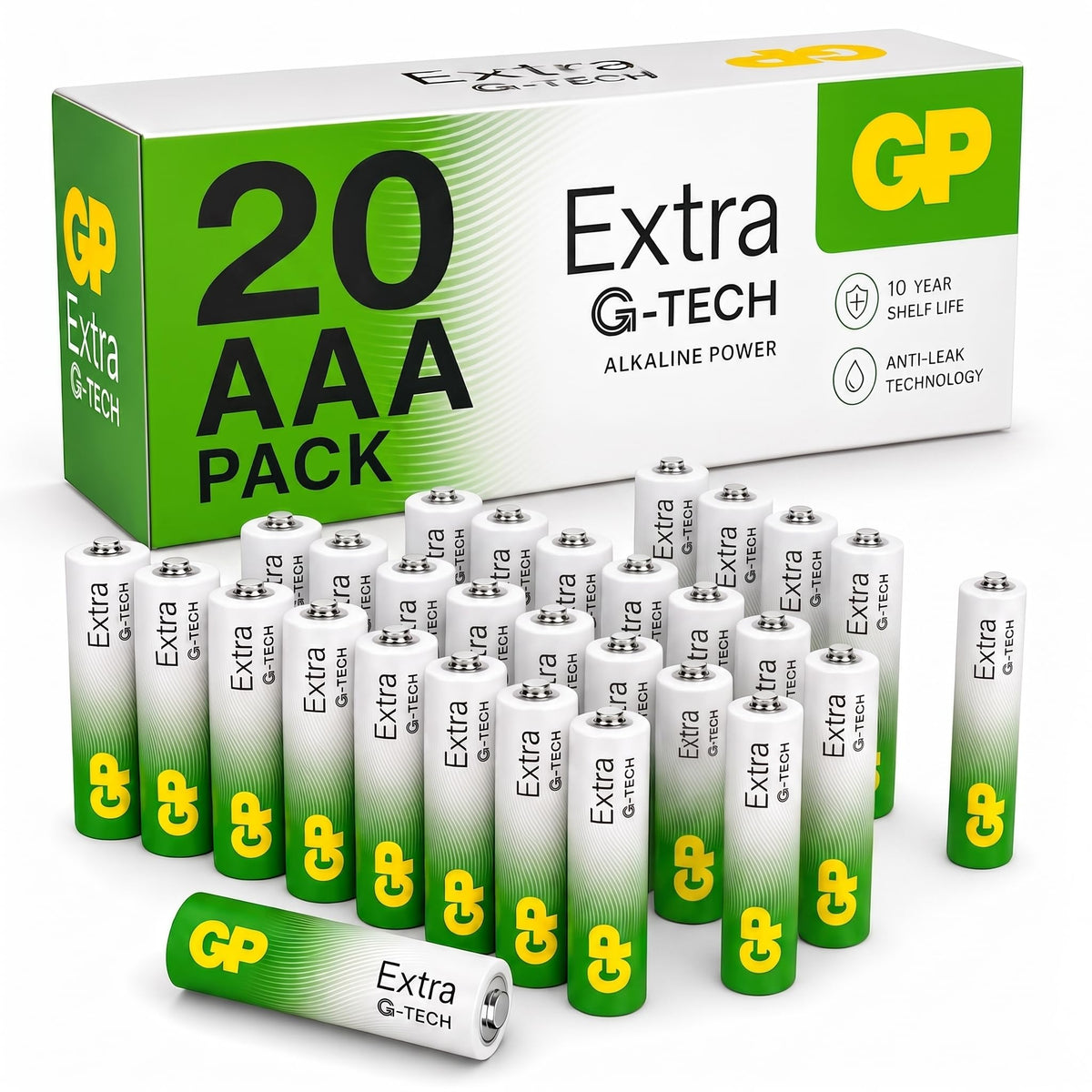 GP Extra AAA Batteries Bulk Pack of 36 1.5V Alkaline 10 Yr Life - Anti-Leak