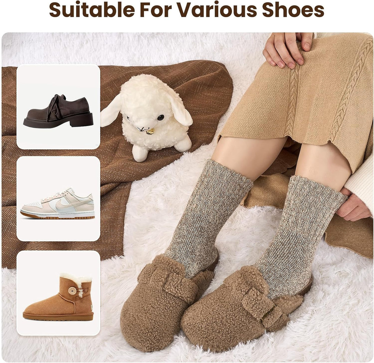 Niorasen Women's Thermal Socks, 3 Pairs Full Cushioned, Cosy Gift Winter