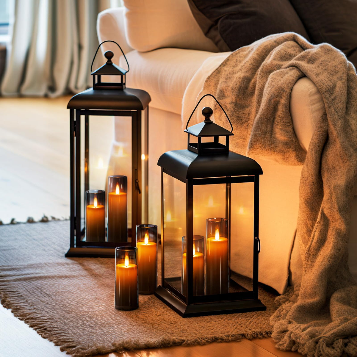 Homemory Real Wax LED Candles Flickering, Clear Glass Shell, Gold, Set of 3