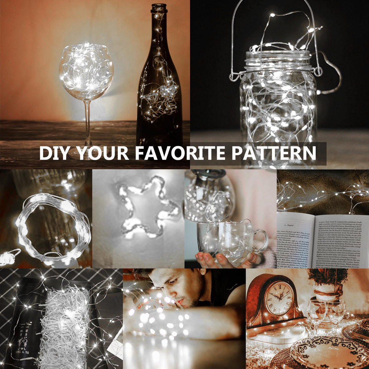 Jsdoin Fairy Lights, 6 Pack 2m 20 Led Battery Operated String Lights Copper Wire Light for Indoor Outdoor Lighting, Bedroom, Wedding Decor, Party, Christmas, Tree Decoration (Warm White)