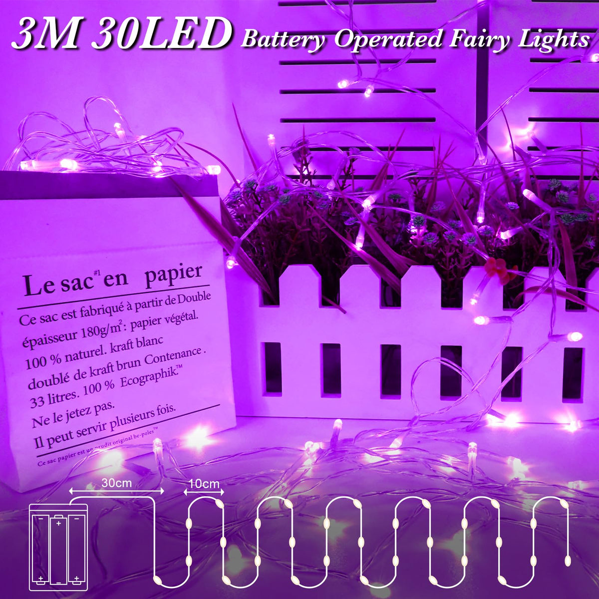 cshare Battery Fairy Lights, 2M 20 LED Fairy Lights Battery Operated with Timer, IP65 Waterproof String Lights for Jar Garden Camping Christmas Indoor Outdoor Decorations, Warm White