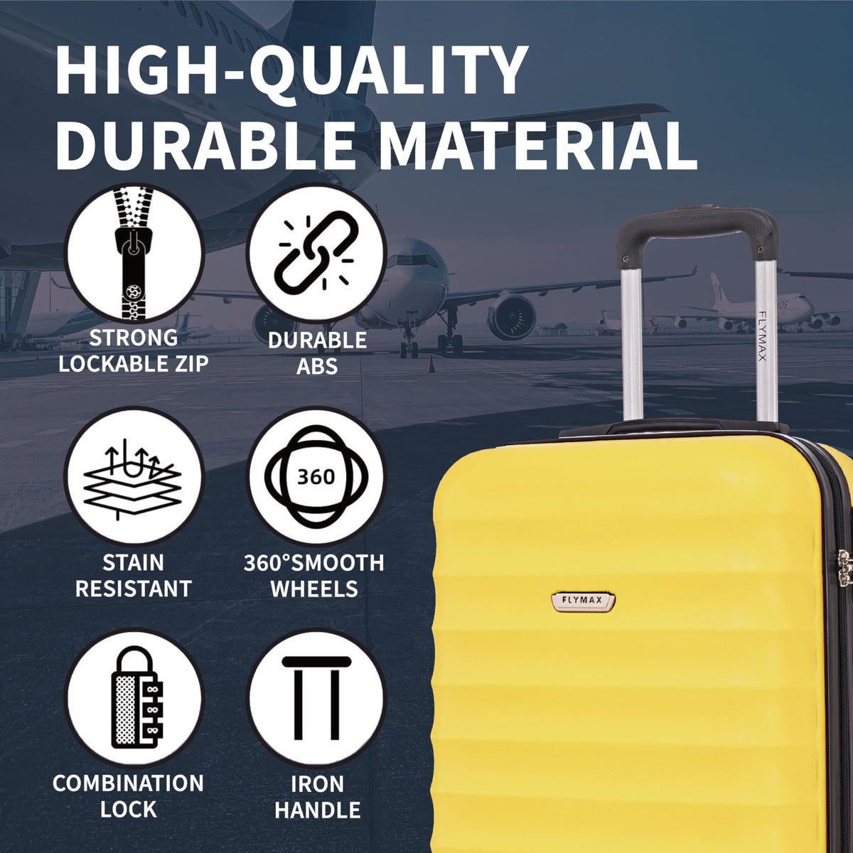 FLYMAX 55x40x20 Ryanair Cabin Bag Hand Luggage Lightweight Suitcase Approved Carry on Luggage Case 2.5KG 40L Royal