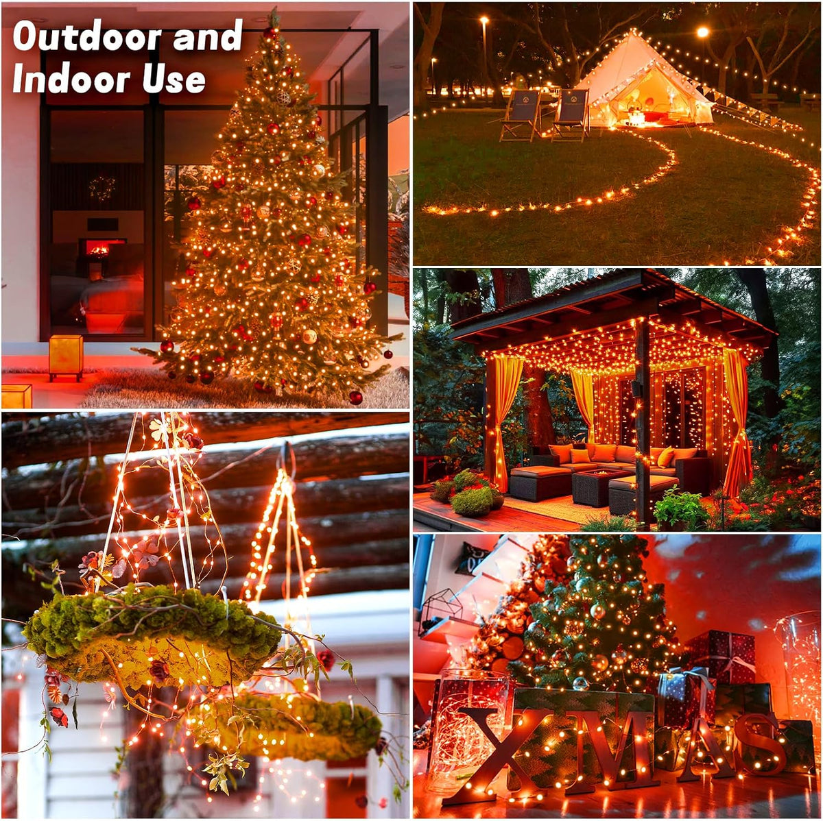 Gcstnn Garden Solar Lights Outdoor, 5M 50 LED Solar Fairy Lights, Copper Wire 8 Modes Waterproof String Lights for Yard, Christmas Tree, Bedroom, Gate, Indoor/Outside Decorations(Orange)