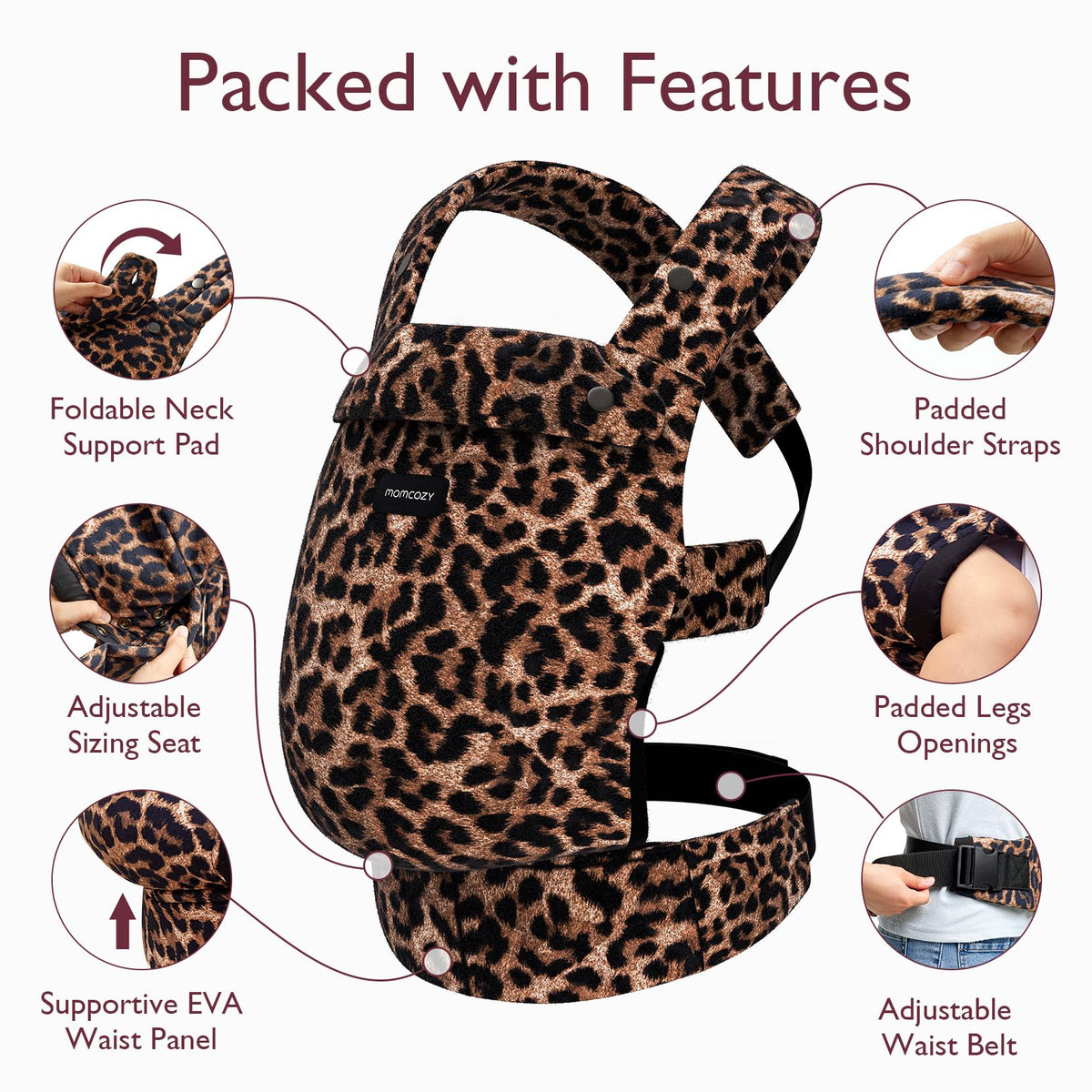 Momcozy Baby Carrier for 3-24M/3.2-20kg, Waist 64-127cm, Cotton Khaki