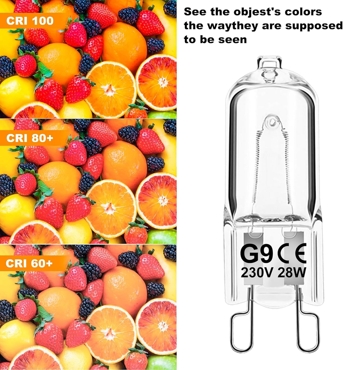 G9 Halogen Light Bulbs, 28W 2700K Warm White 230V Dimmable Capsule Bulbs, Non-Flicker - 12 Pack