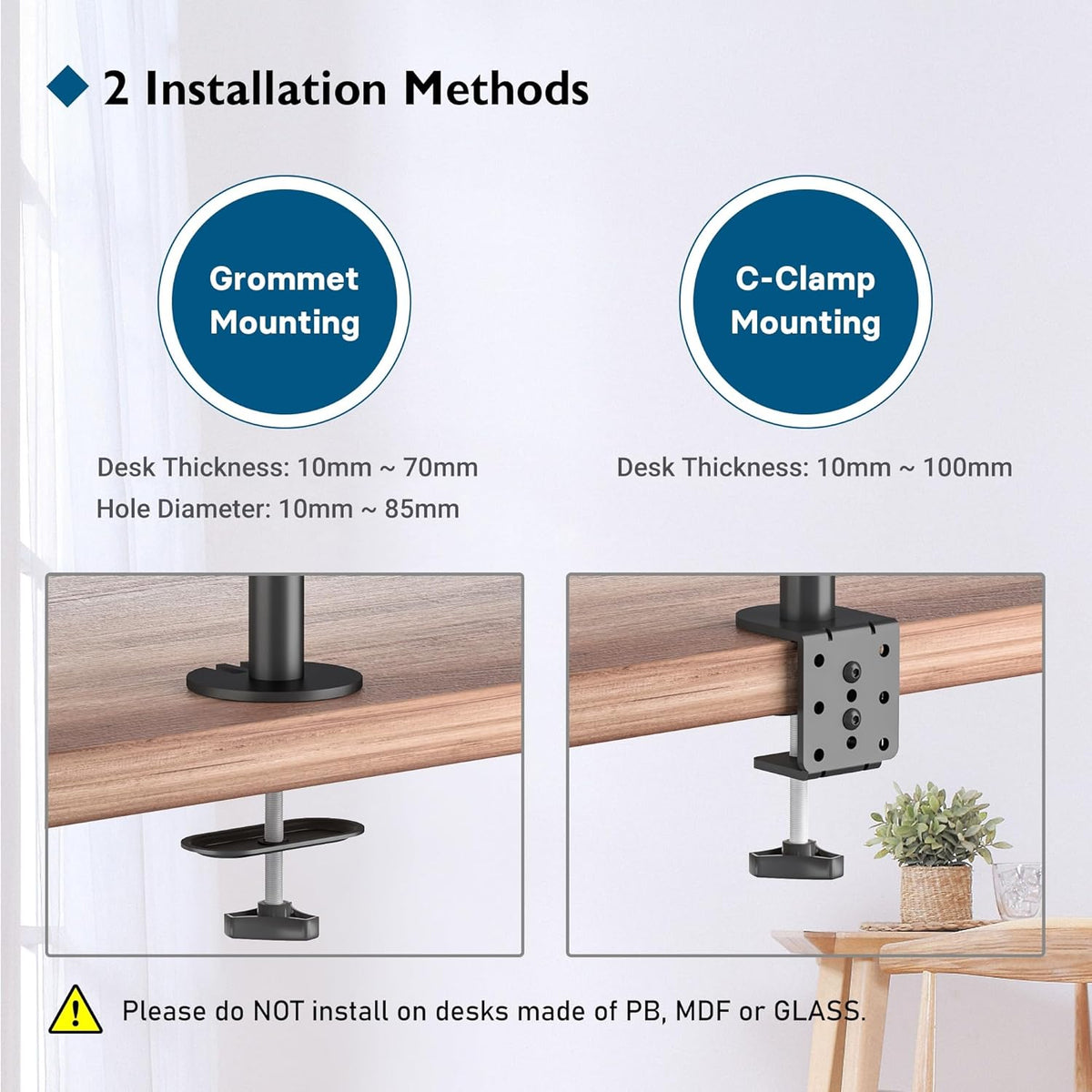 BONTEC Dual Monitor Arm Desk Mount for 13–27 Inch Computer Screens, VESA 75x75/100x100, Full Motion Adjustable Monitor Arm with 360° Rotation, Height Adjustable up to 430mm, Max 10kg per Arm, Black