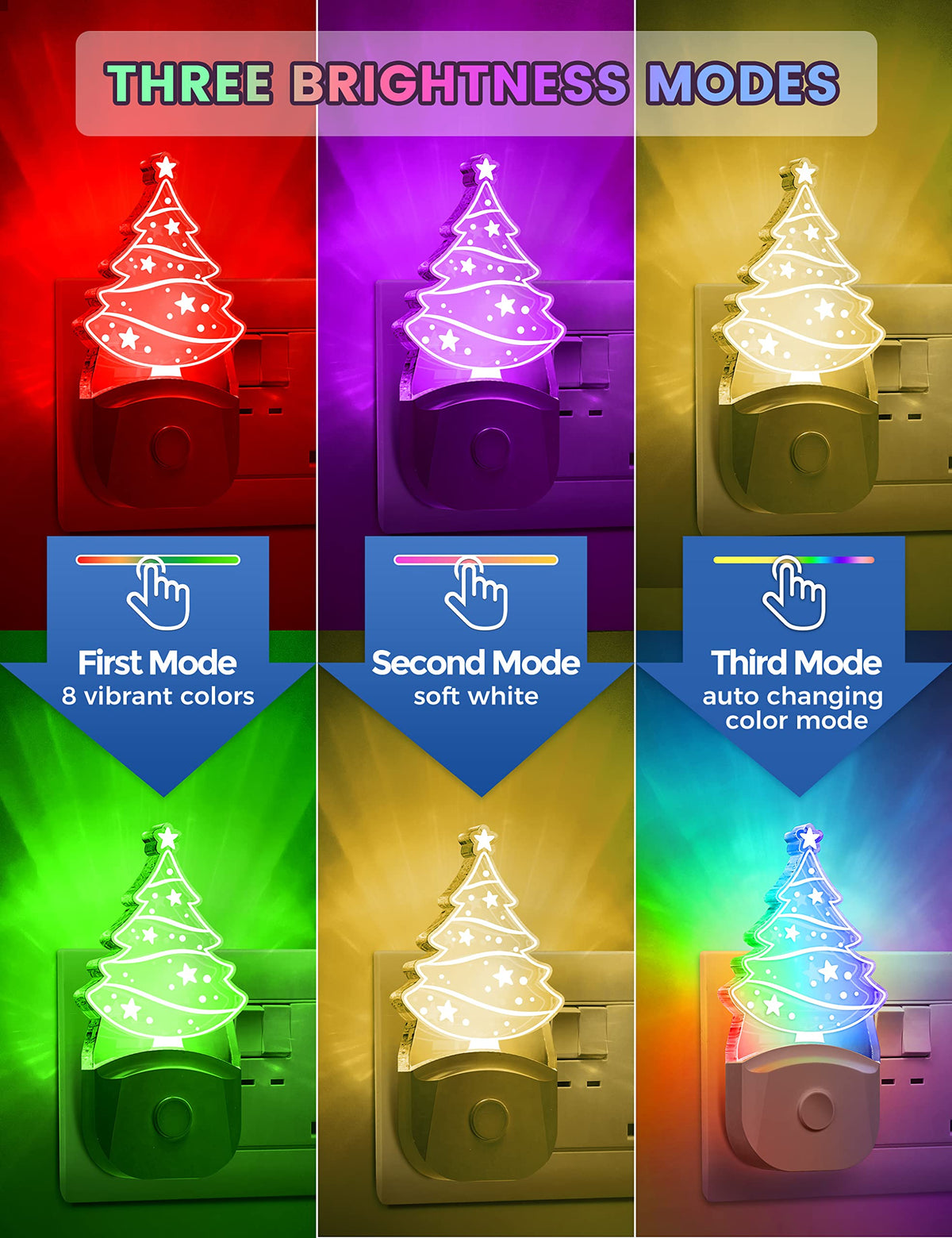 Emeritpro Night Light Plug in Wall with Dusk to Dawn Sensor, Warm White+RGB