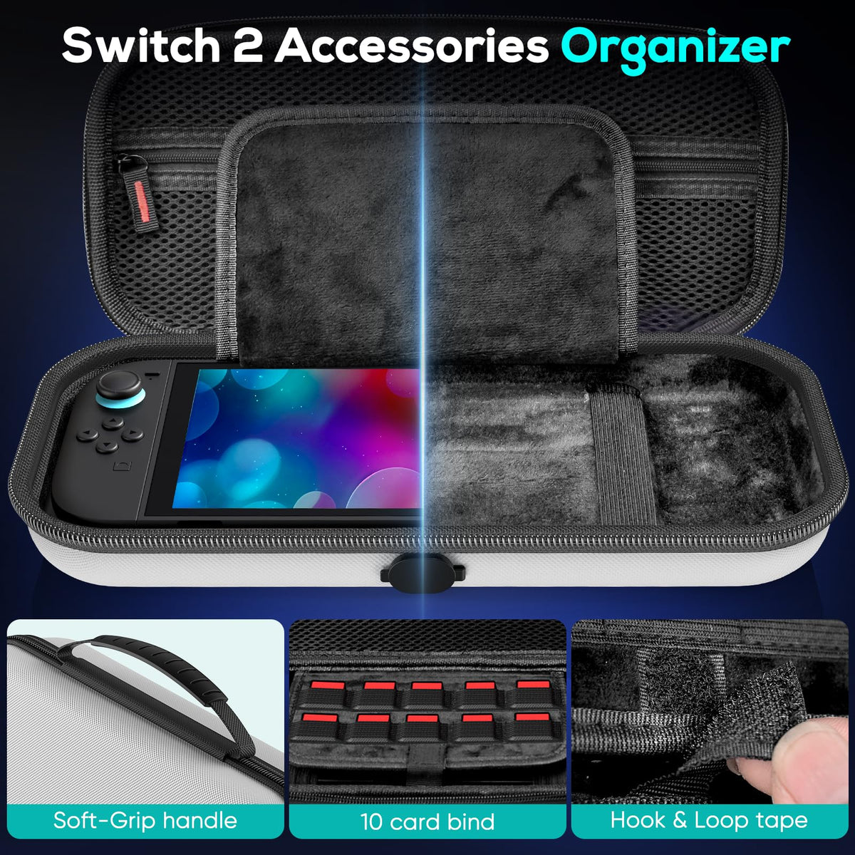 Case for Nintendo Switch 2, Travel Case with Charging Hole and 10 Game Card