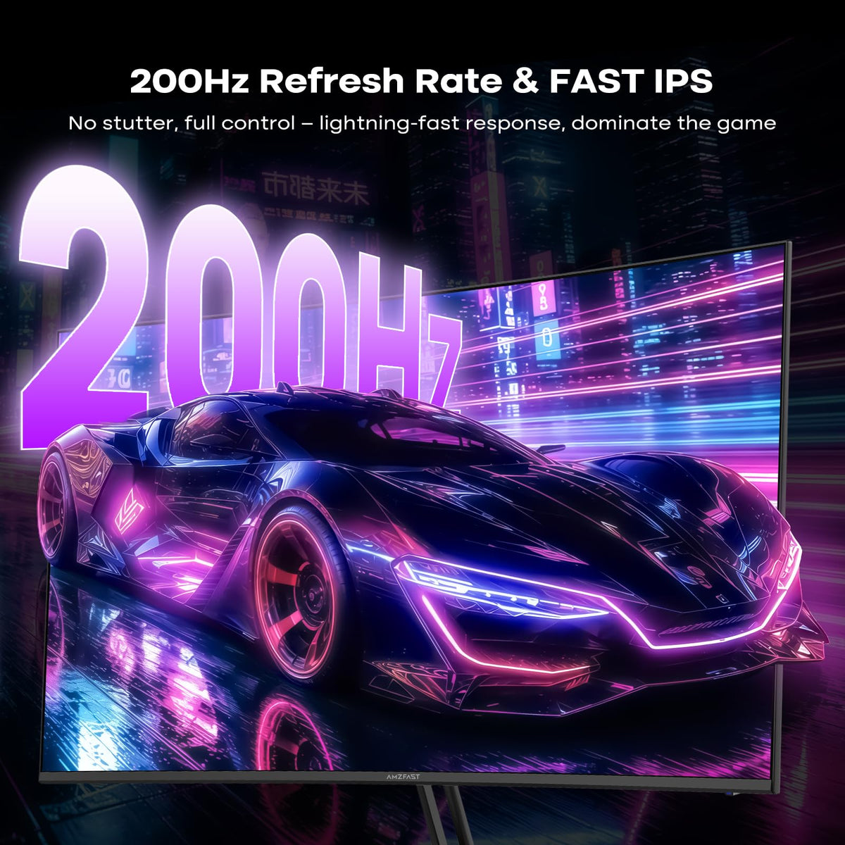 Amzfast 24 Inch 200Hz Gaming Monitor, FHD 1080P Fast IPS, 1ms MPRT, Adaptive Sync, AI-Crosshair, 110% sRGB, HDR, Low Blue Light, HDMI2.0&DP1.4, VESA75x75mm for PC Desktop Laptop PS5 Xbox, G24X1W