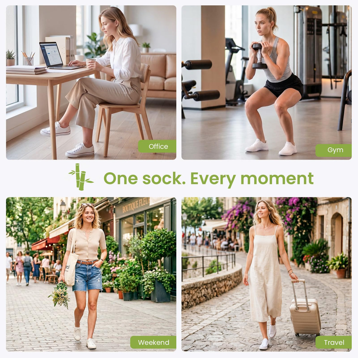 Niofind Bamboo Trainer Socks for Womens & Mens, 6 Pairs, Non Slip No Show