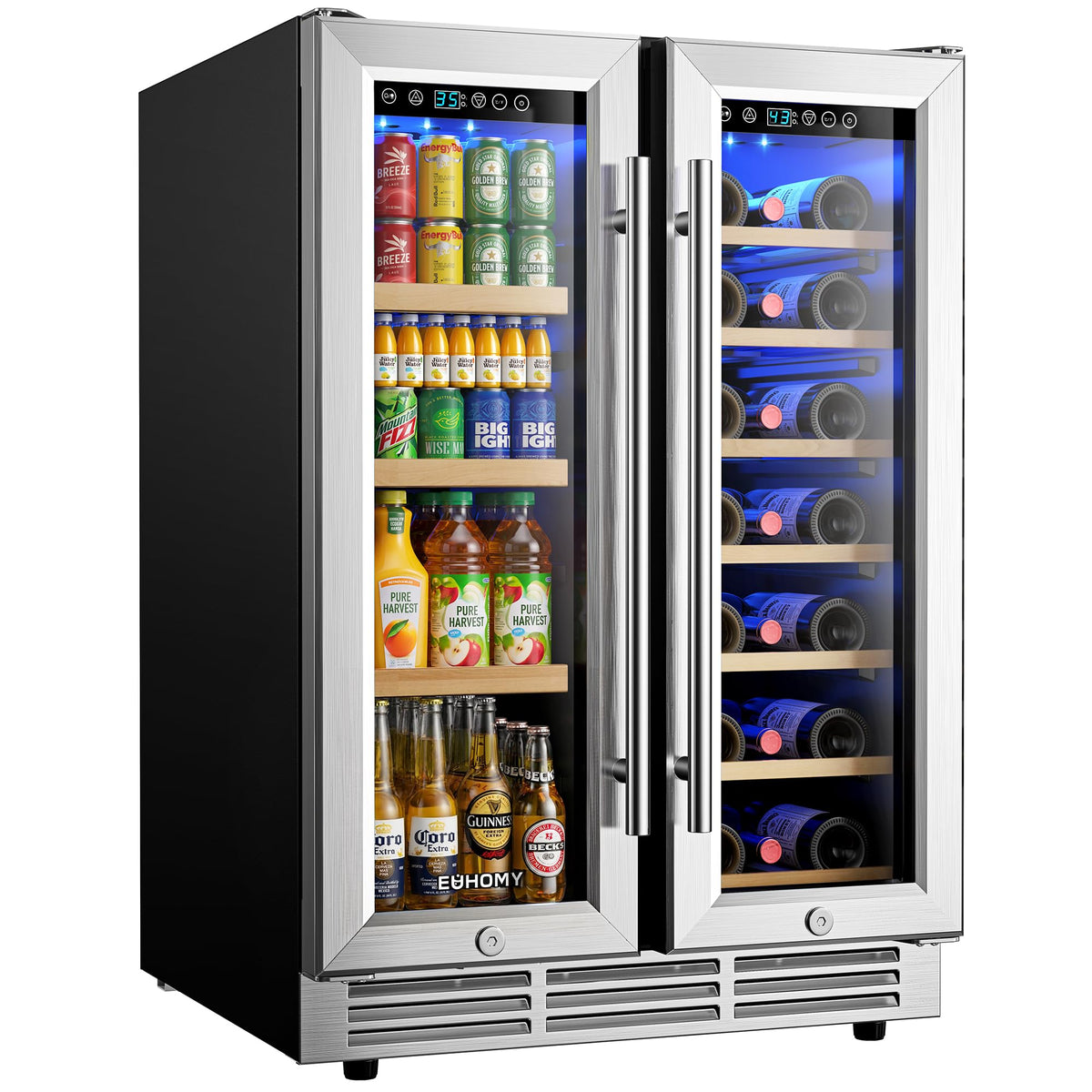 93L Under Counter Fridge, 38dB Ultra-Quiet Undercounter Mini Fridge, Black