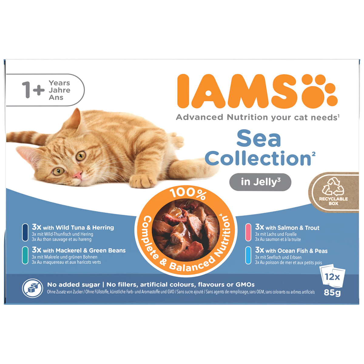 IAMS Adult Wet Cat Food Land & Sea in Jelly 72 x 85g