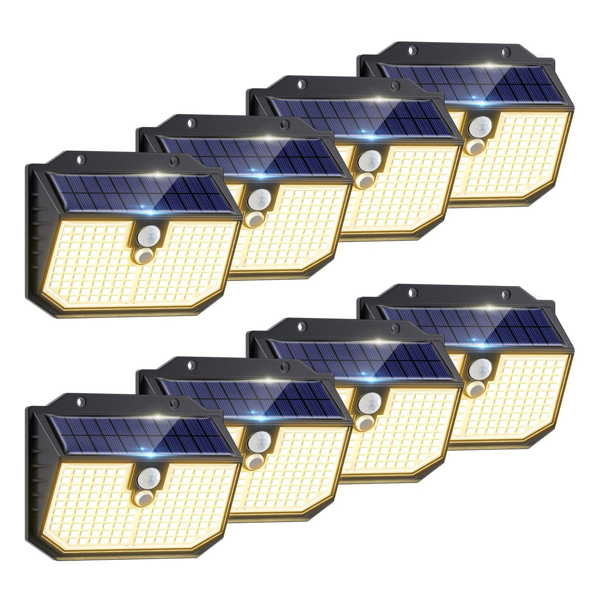 nipify Solar Lights,Upgraded 3000K Warm Solar Garden Lights,3 Modes Motion Sensor and IP65 Waterproof Solar Lights Outdoor Garden for Outside Shed Driveway Backyard Garage Walkway Wall Fences