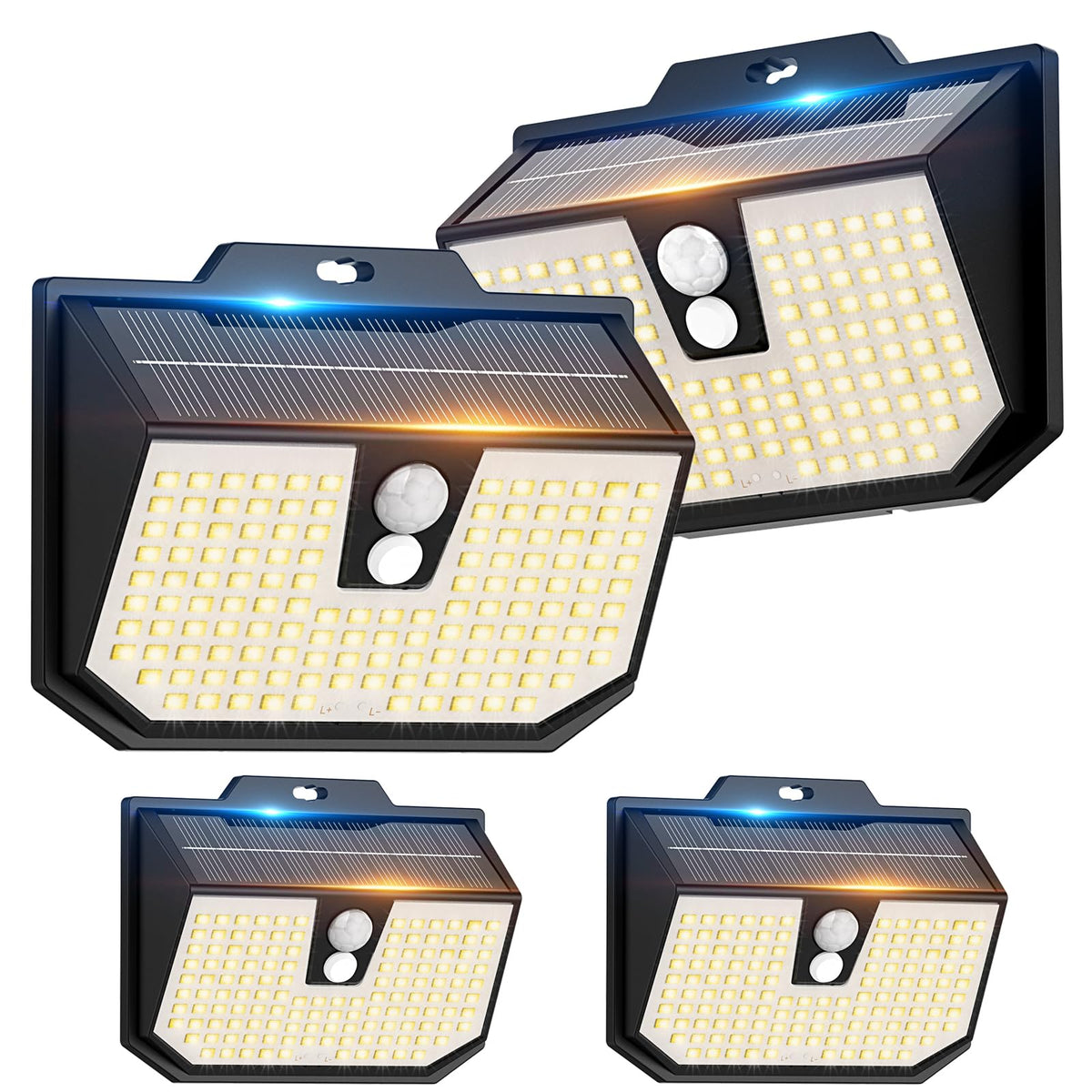 132LED Solar Security Lights,3000K Wall Lights IP65 Waterproof