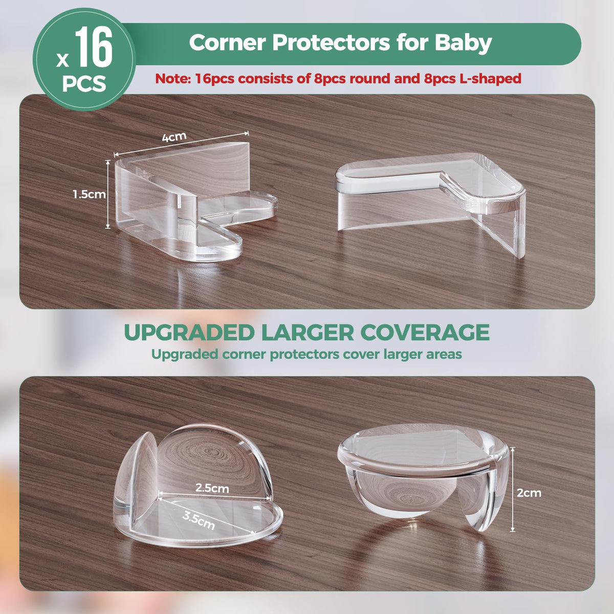 Peakally Corner Protectors for Baby Pack of 12, Thick Table Furniture Edge Protectors for Kids with Strong Adhesion, Corner Guard & Edge Safety Bumpers Clear - 6 R and 6 L