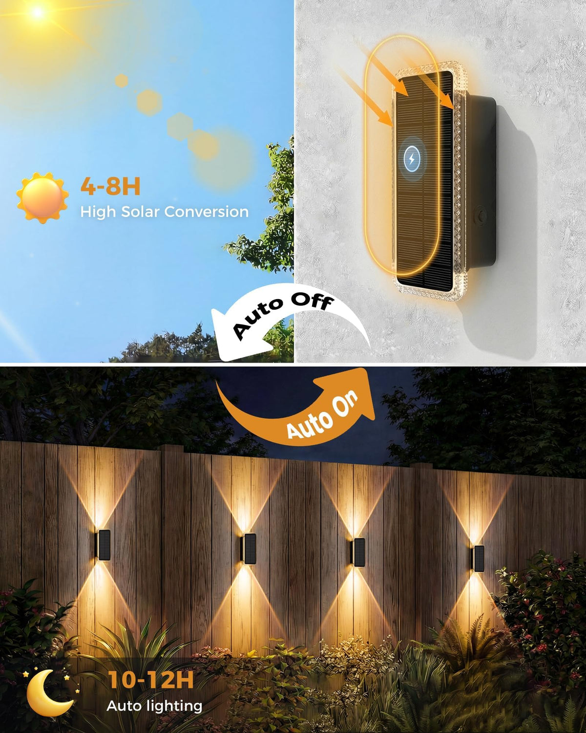 vighep RGB Solar Fence Lights Outdoor 3 Pack, 11 Mode Up & Down Wall Lights