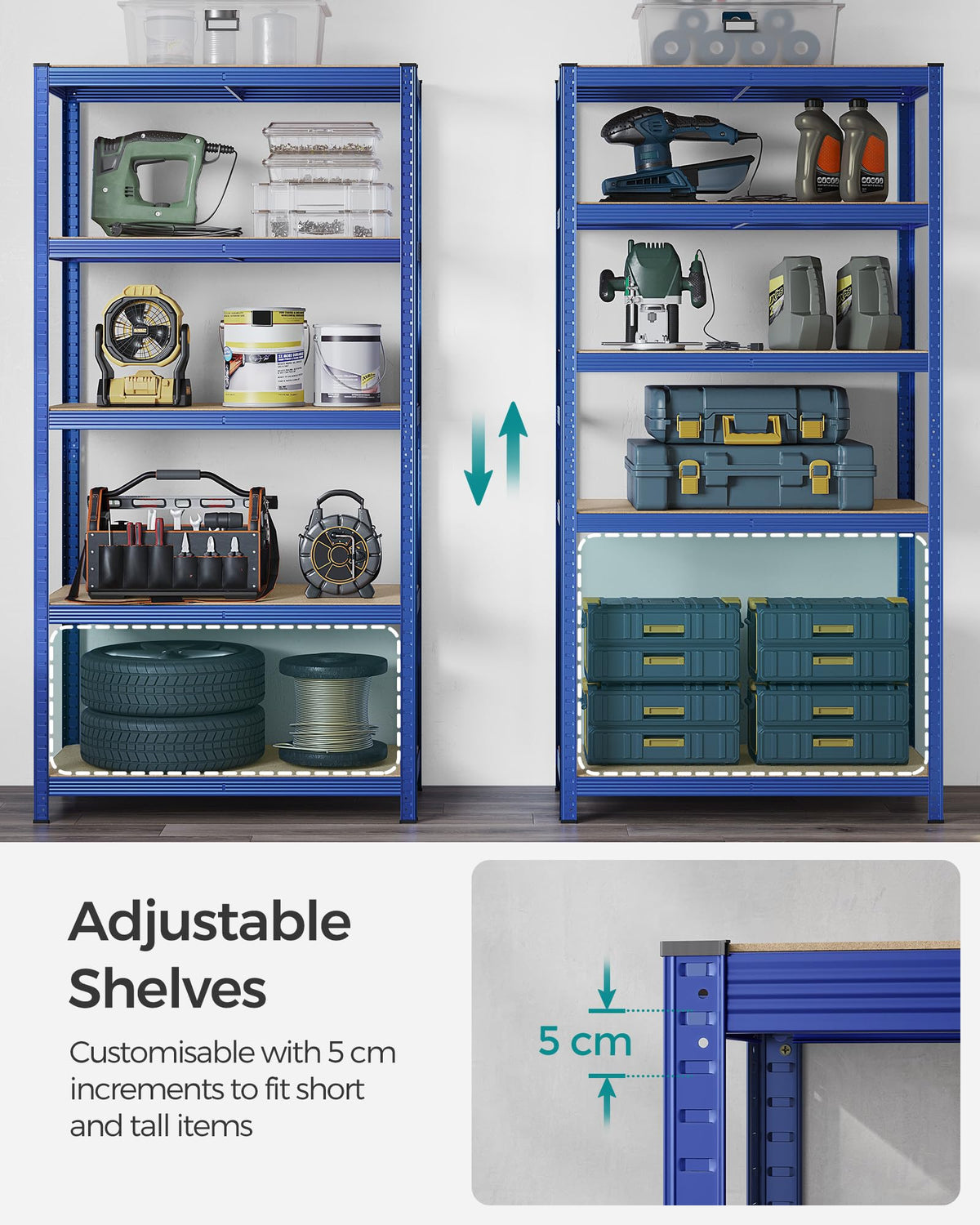 SONGMICS 5-Tier Heavy-Duty Shelving Units, Set of 2, Boltless Assembly