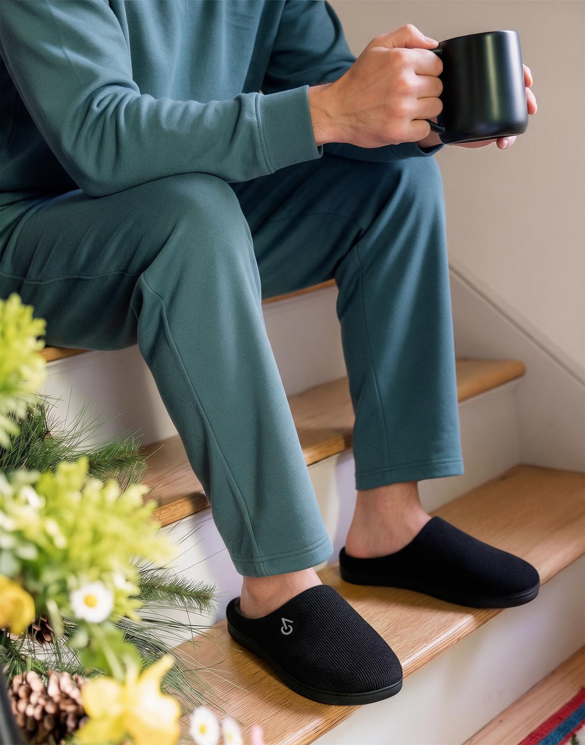 VeraCosy Men's Two-Tone Memory Foam Slippers