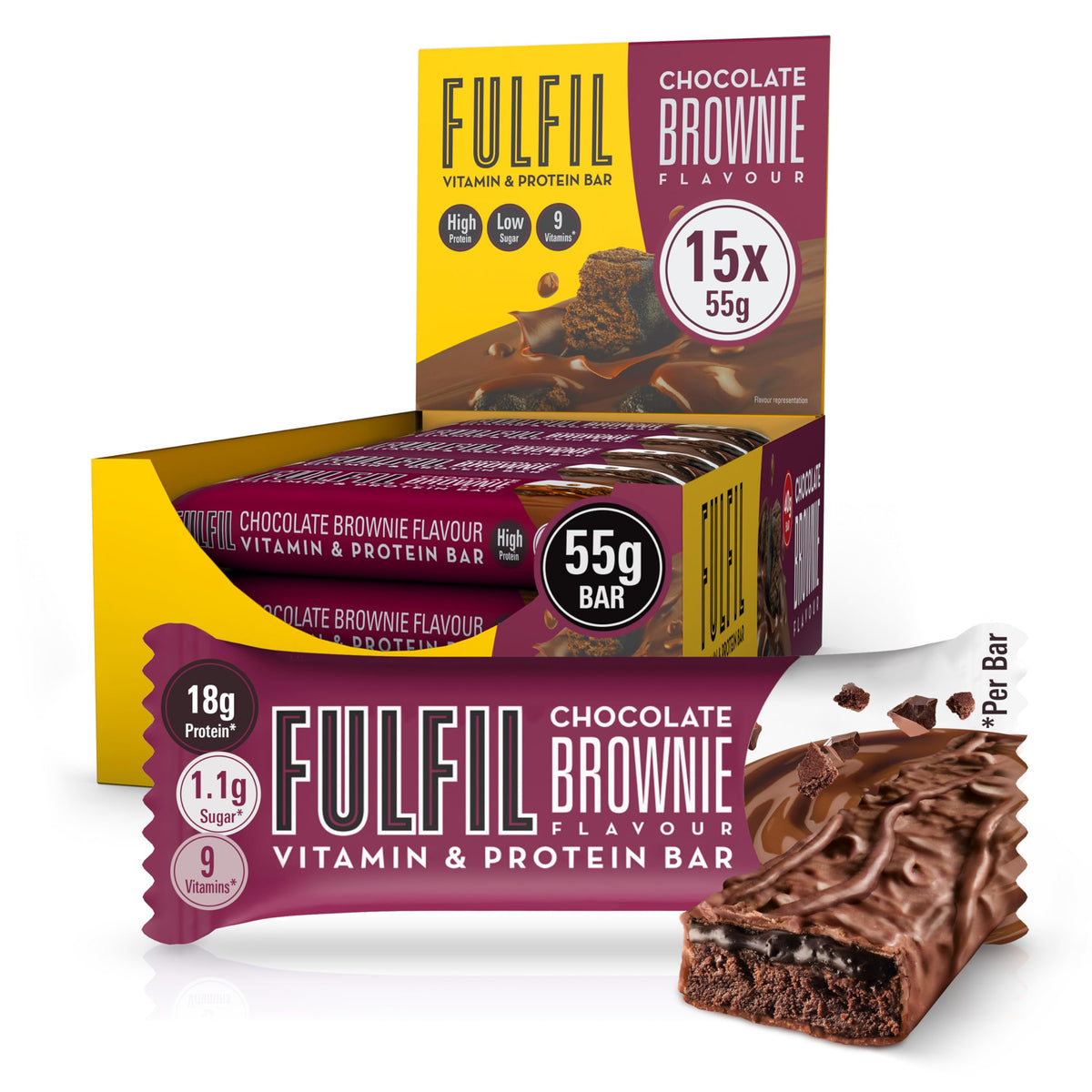 FULFIL Vitamin and Protein Bars, Chocolate Salted Caramel Flavour, 15 x 55g