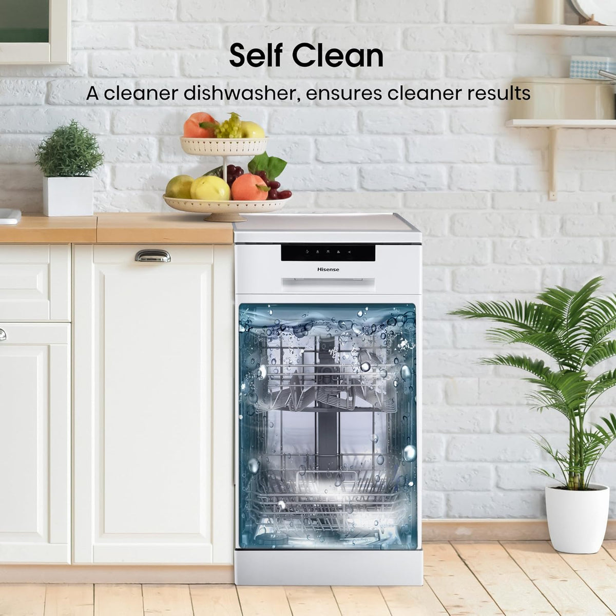 Hisense HS523E15WUK Slimline 10 Places Free Standing Dishwasher White with 30 Minutes Quick Wash [Energy Class E]