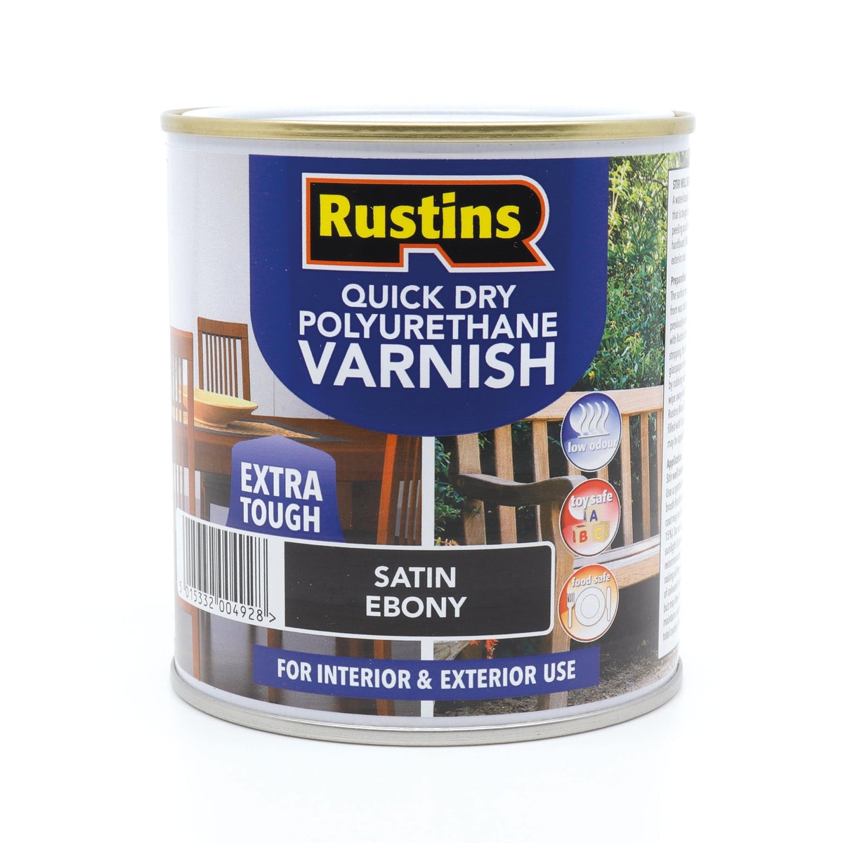 RustinsQuick Dry Poly Varnish Satin Clear 500ml -Tough, Water-Based Clear Finish in Gloss, Matt or Satin; Durable Protection for Interior Wood, Furniture and Floors