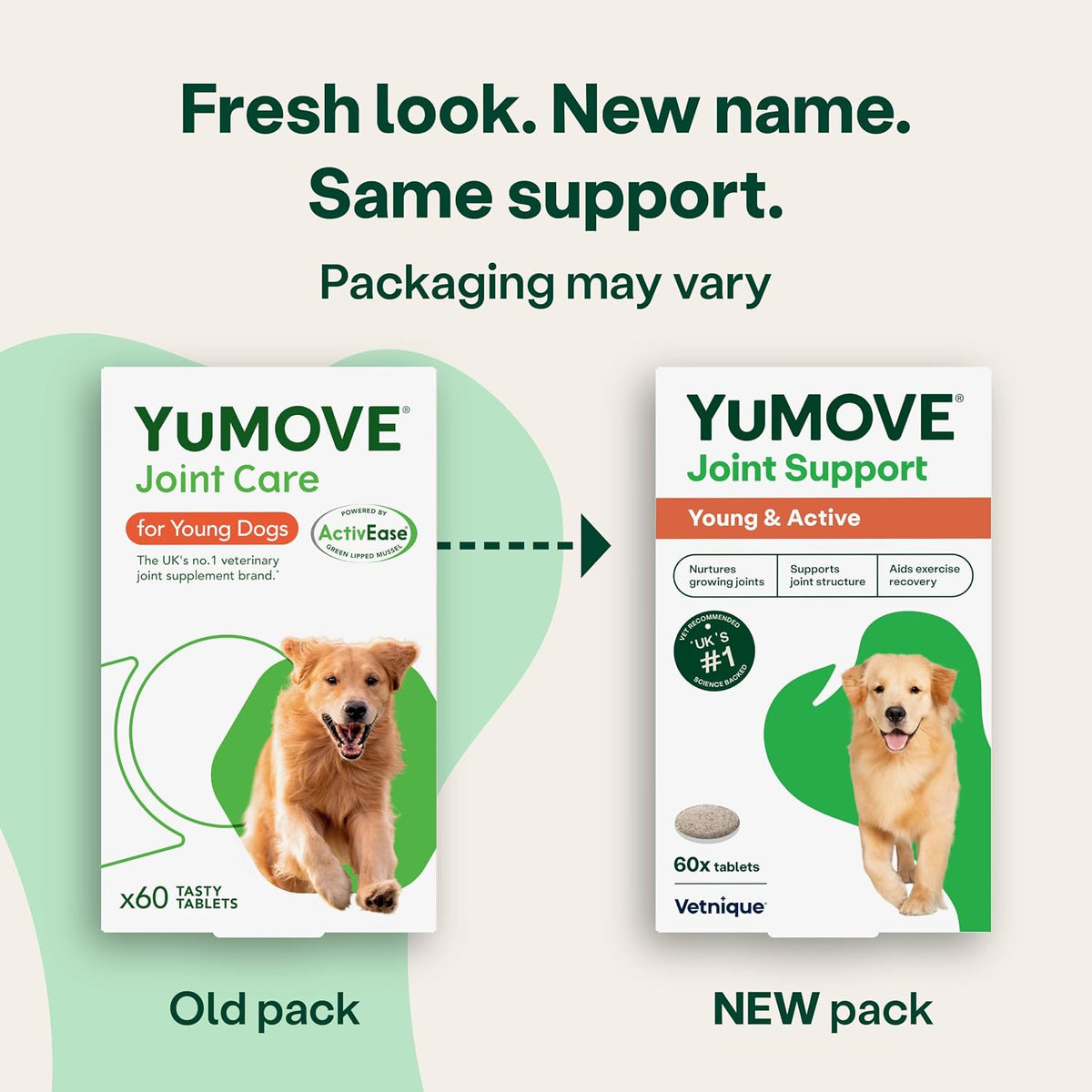YuMOVE Young and Active Dog | Joint Supplement for Dogs to Support Active and Growing Joints Aged Under 6 | 60 Tablets Clear