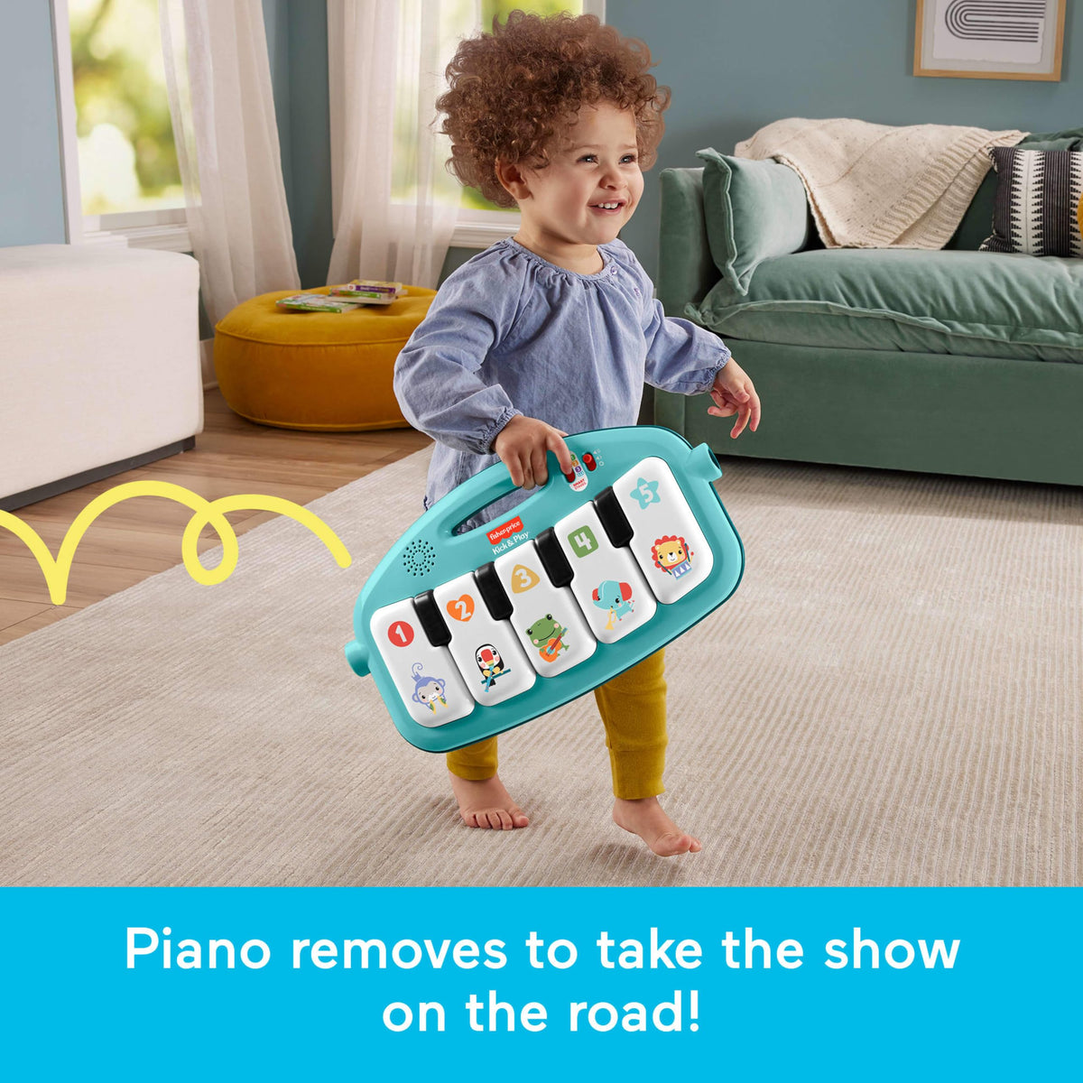 Fisher-Price Kick & Play Piano Baby Gym, Navy Fawn