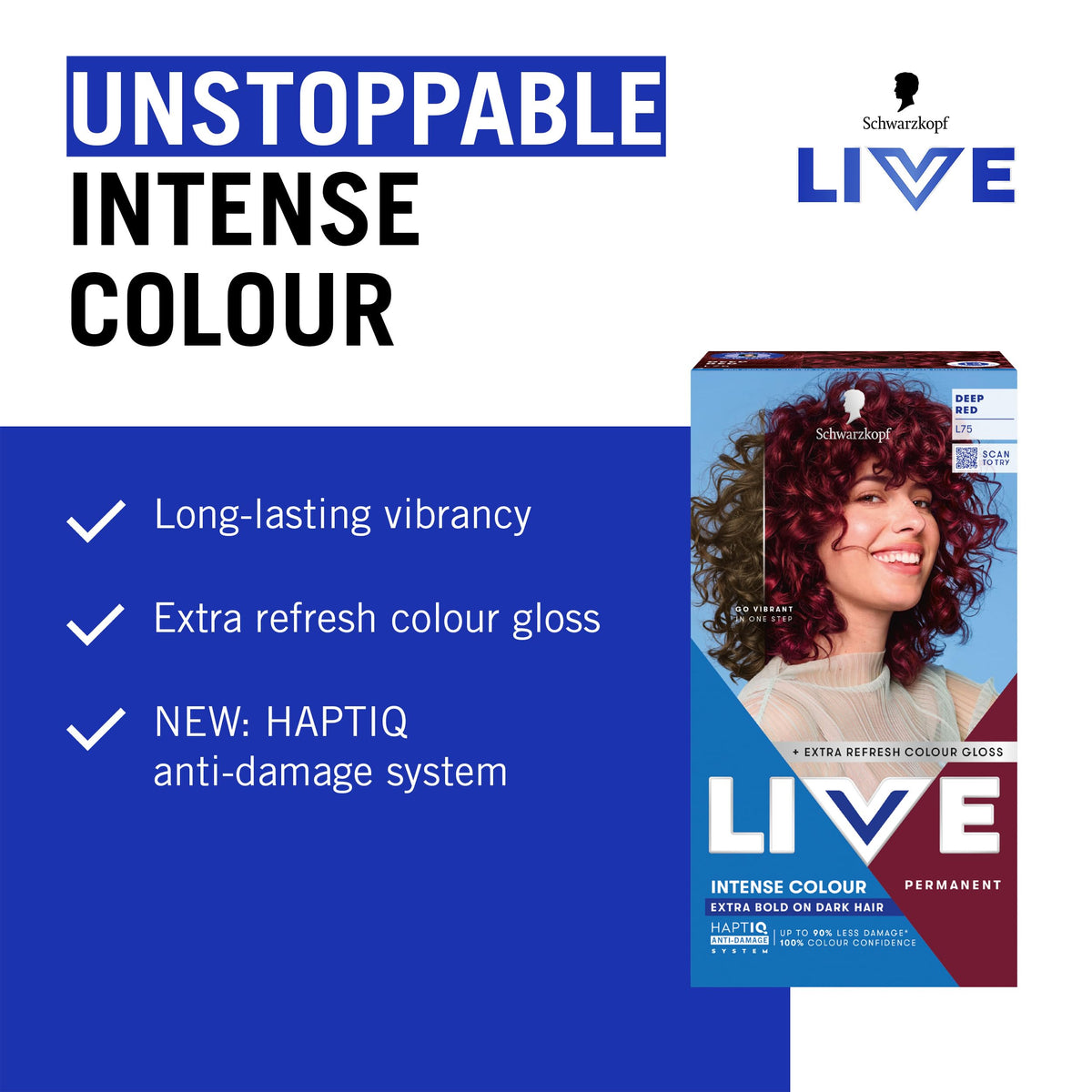 Schwarzkopf LIVE Intense Colour Hair Dye, 099 Deep Black
