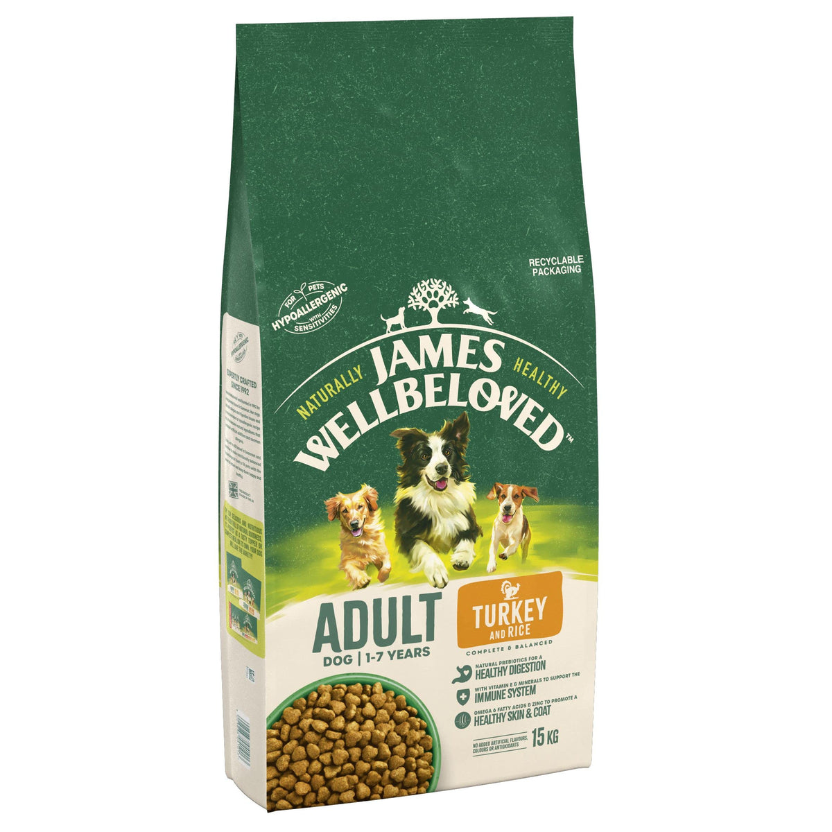 James Wellbeloved Dog Adult Hypoallergenic Dry Food Turkey and Rice 2 kg