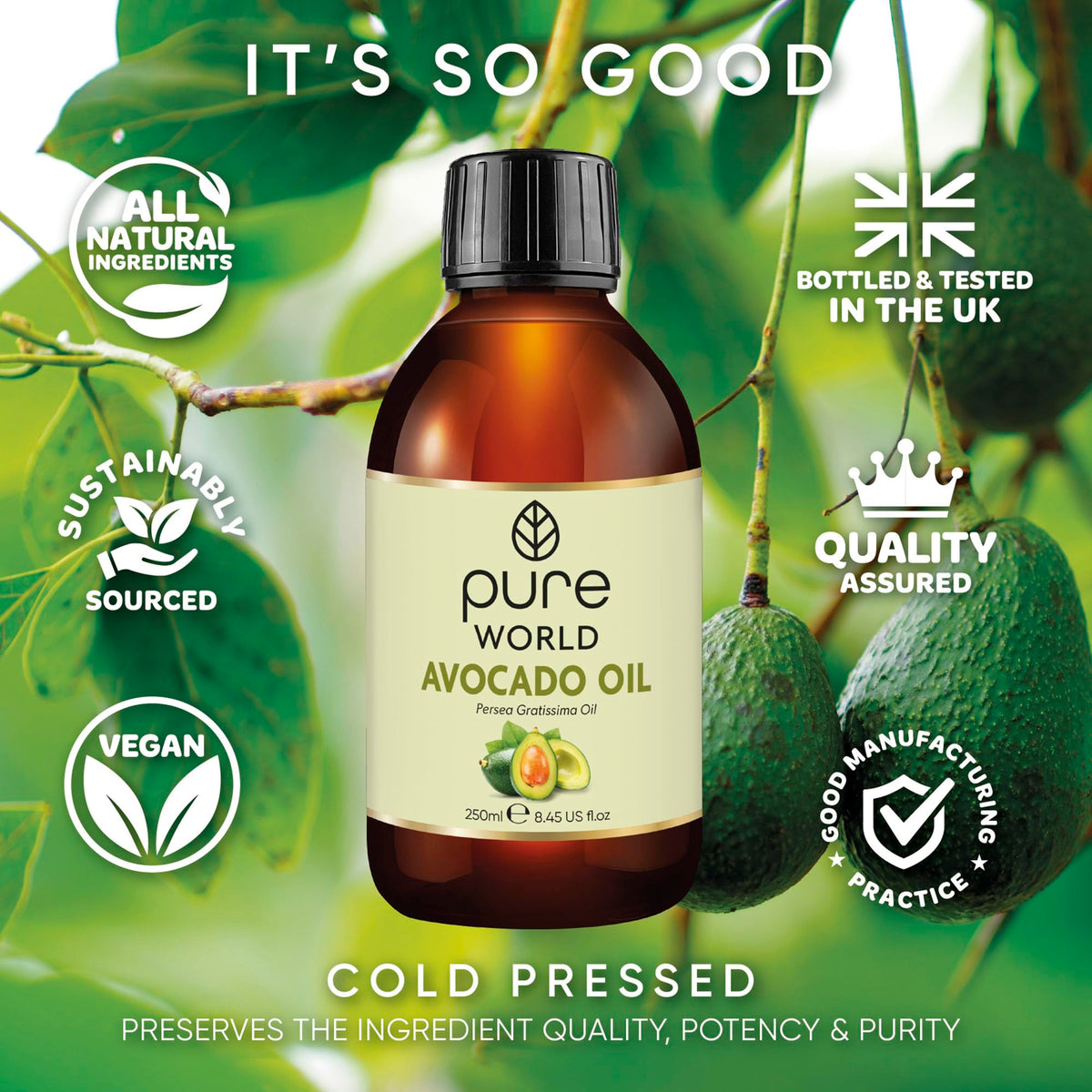Pure World Natural Castor Oil 250ML Cold & Freshly Pressed 100% Pure and Undiluted Hexane Free Nourish Your Skin and Hair Eyebrows, Nails, Beard, Hair, Eyelash Growth Food Grade