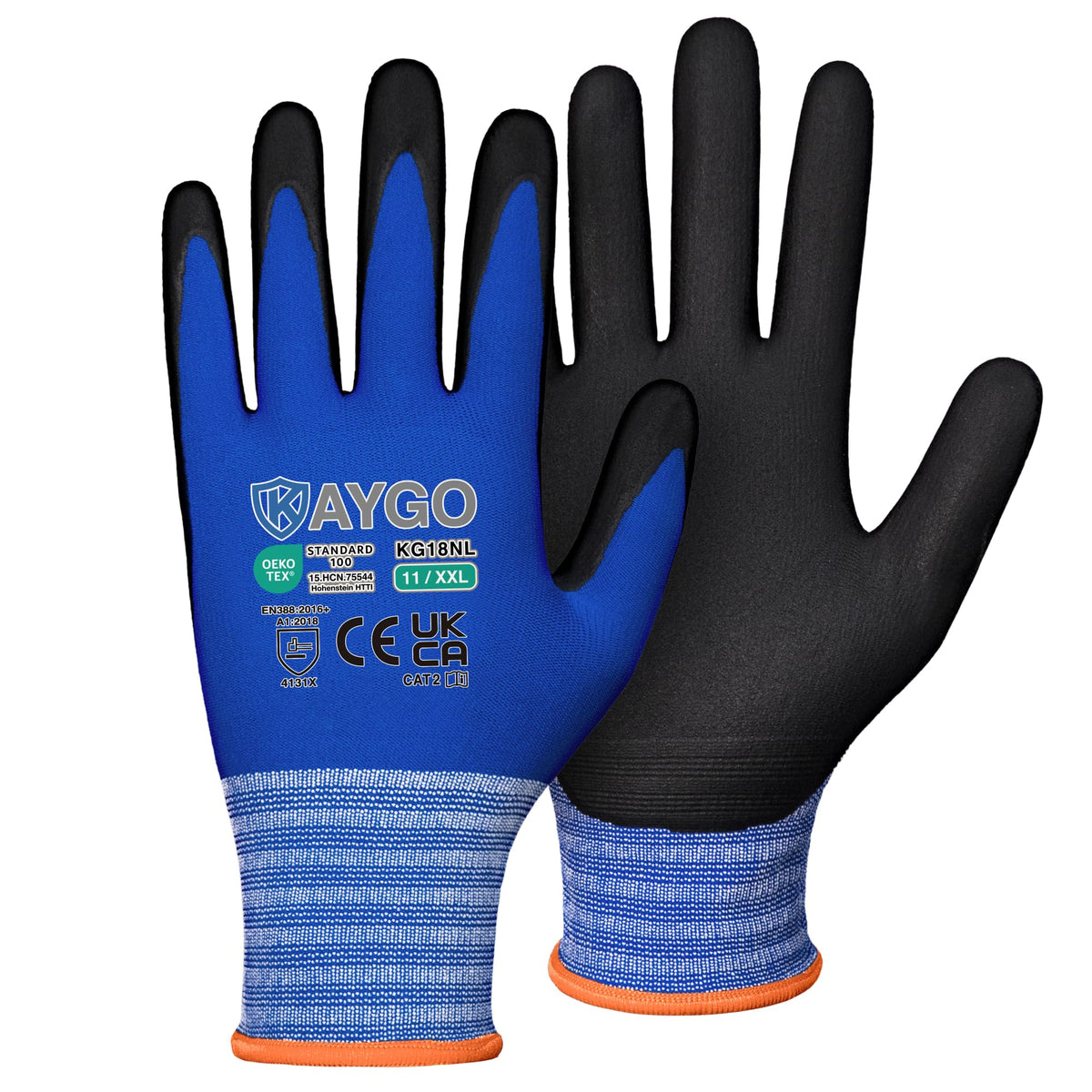 KAYGO Safety Work Gloves MicroFoam Nitrile Coated 12 Pairs, KG18NB