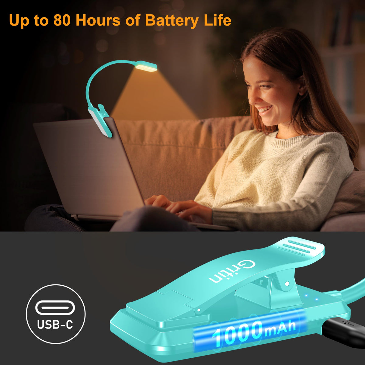 Gritin 16 LED Reading Light, Book Light - Eye Caring 3 Color Temperatures