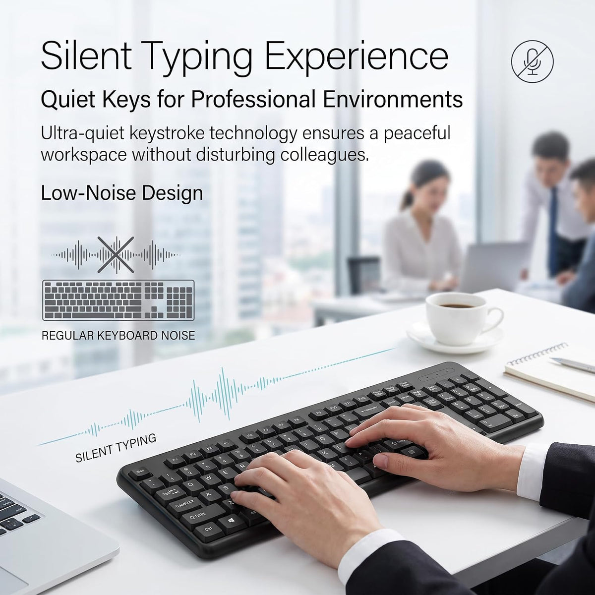 Wired Keyboard UK Layout, Full Size 105 Keys USB Computer Keyboard with Numeric Keypad, Quiet Typing Spill-Resistant Plug and Play PC Keyboard for Windows 11 10 Laptop Office Desktop, Black