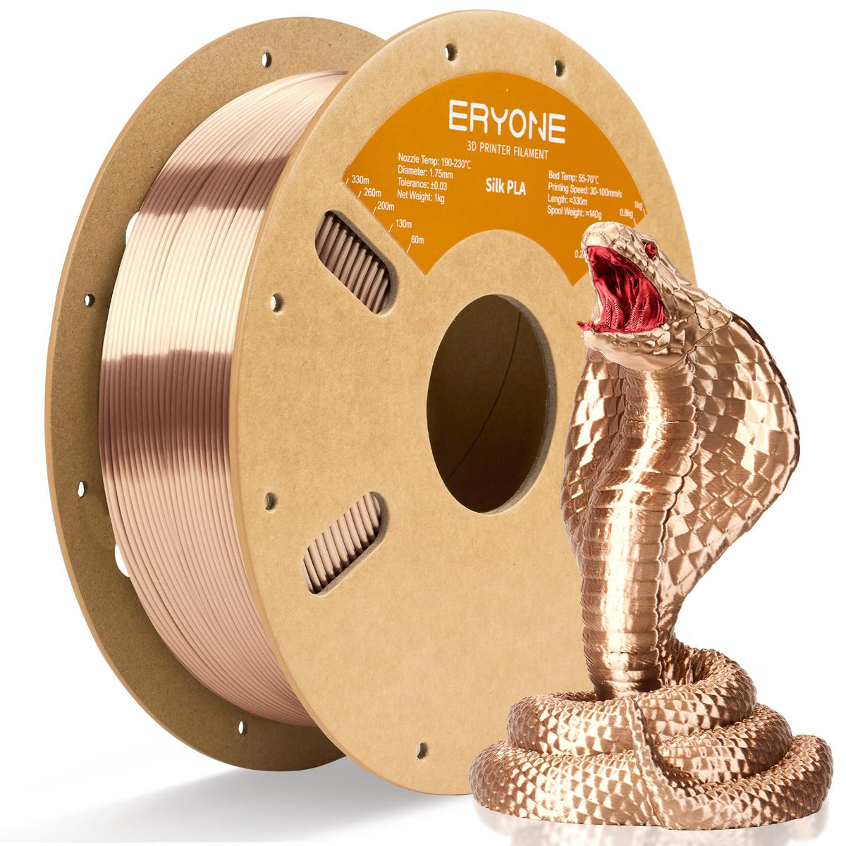 ERYONE Silk PLA Filament 1.75mm,3D Printer Filament PLA,Shiny Glossy PLA Filament,+/-0.03mm,1kg(2.2lbs)/Spool,Silk Liquid Gold