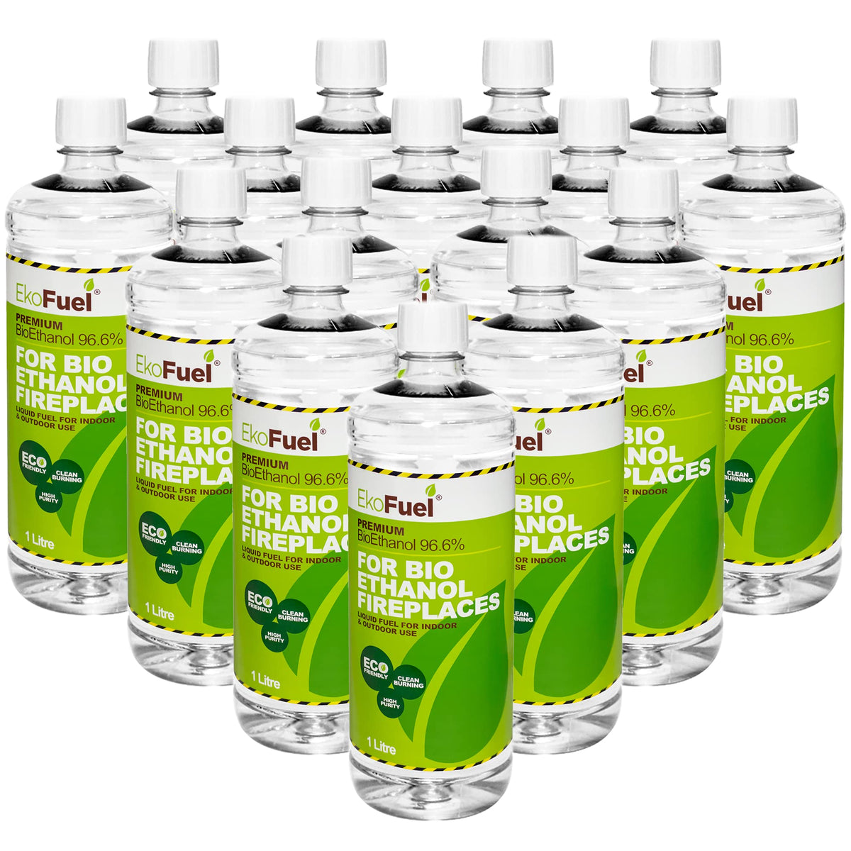 EKOFUEL (12 x 1 Litre) Premium Bioethanol Fuel – Liquid Fuel for Fires Pits, Fireplace | High Purity Clean Burning Bio | Indoor & Outdoor Ethanol Fuel
