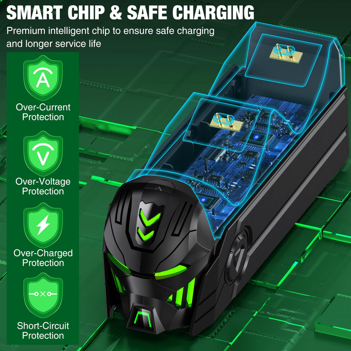 Rechargeable Battery Pack for Xbox One/Series Controller, 4x6200mWh Battery Pack with Charger/Cooling RGB/25H Playtime, Compatible with Xbox One/S/X/Elite 1, Series S/X Controller