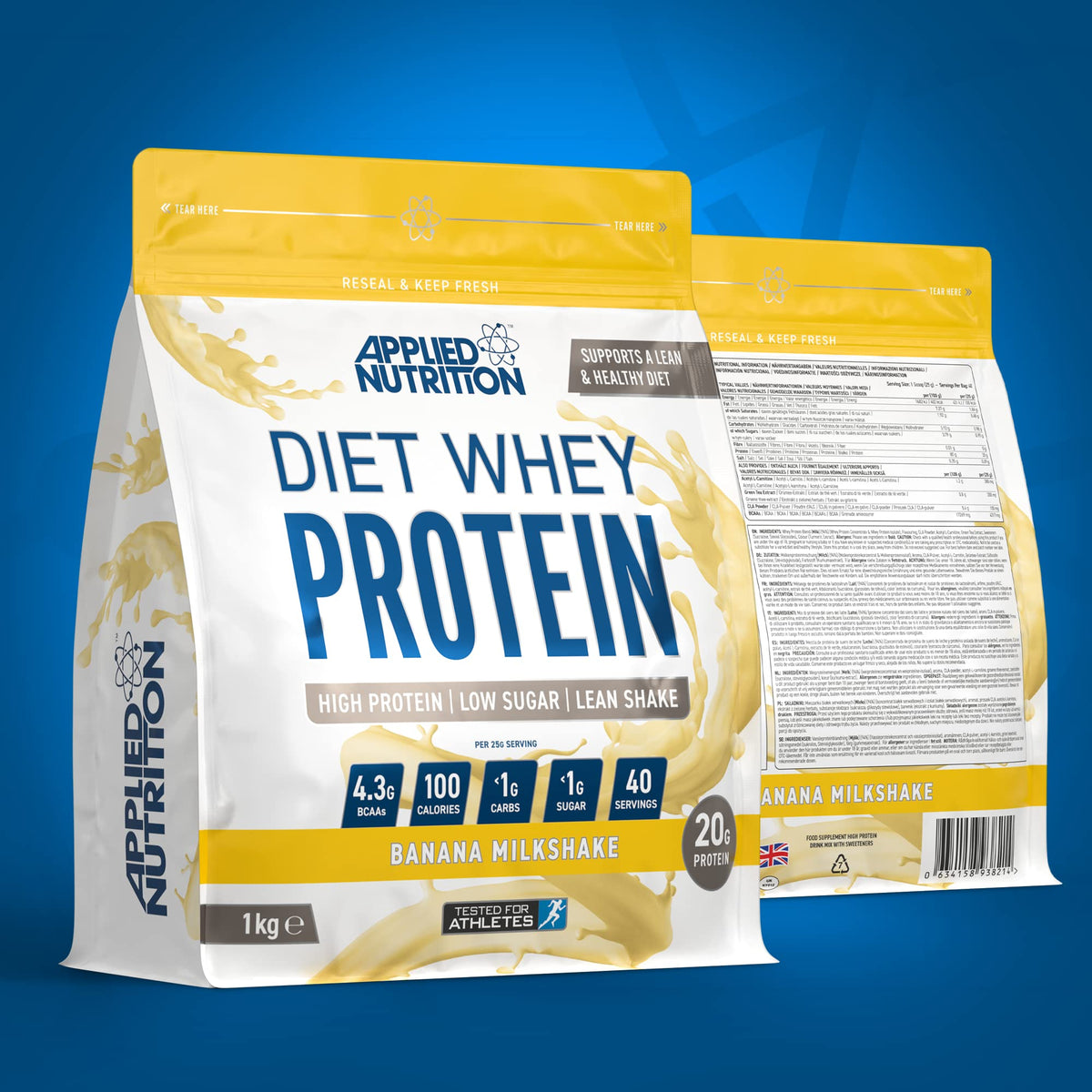 Applied Nutrition Diet Whey - High Protein Powder Supplement, Low Carb & Sugar, for Weight Management with CLA, L Carnitine, Green Tea (450g - 18 Servings) (Vanilla)