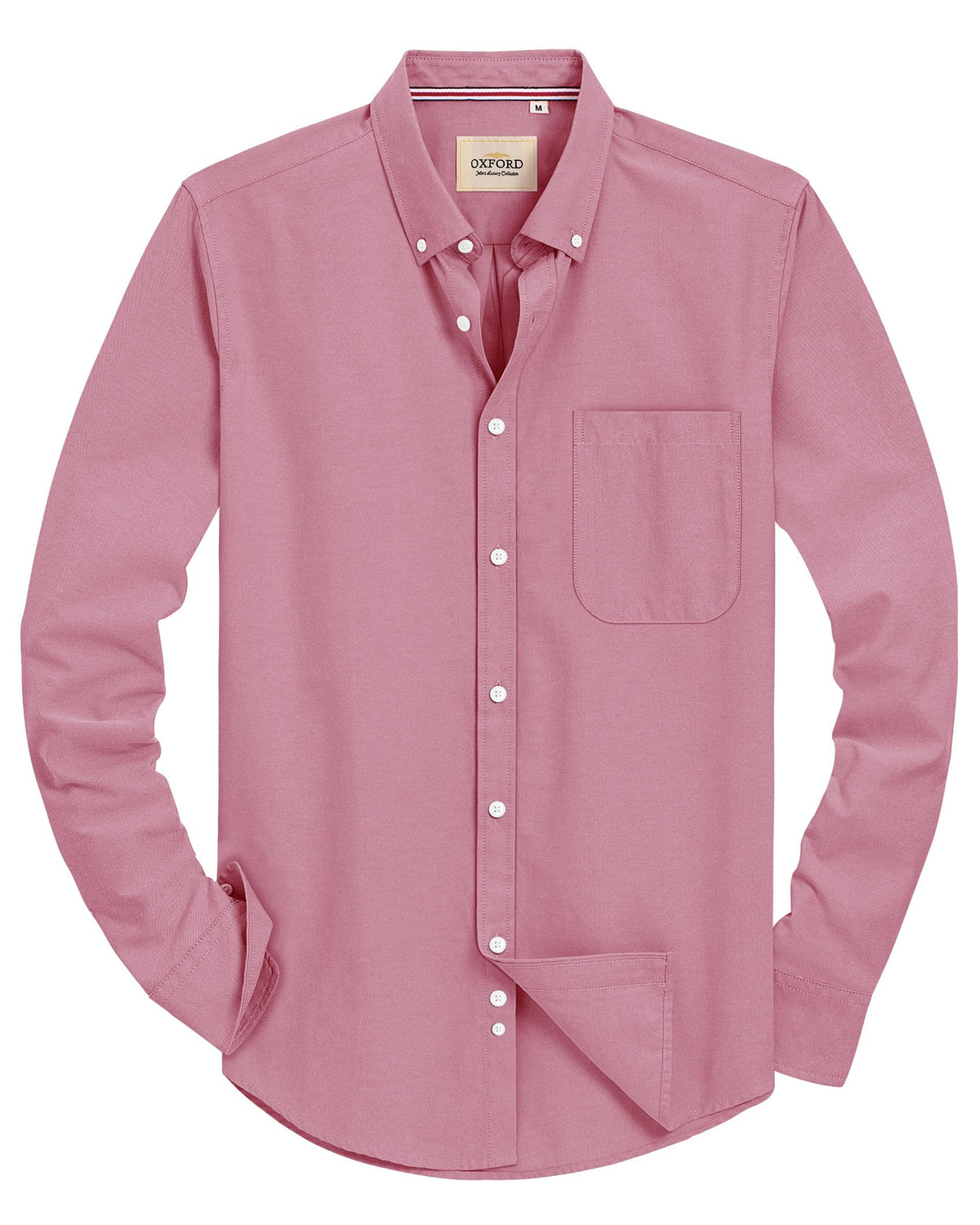 J.VER Men's Long Sleeve Oxford Shirts Smart Casual Business Formal Plain Non Iron Button Down Shirt with Pocket
