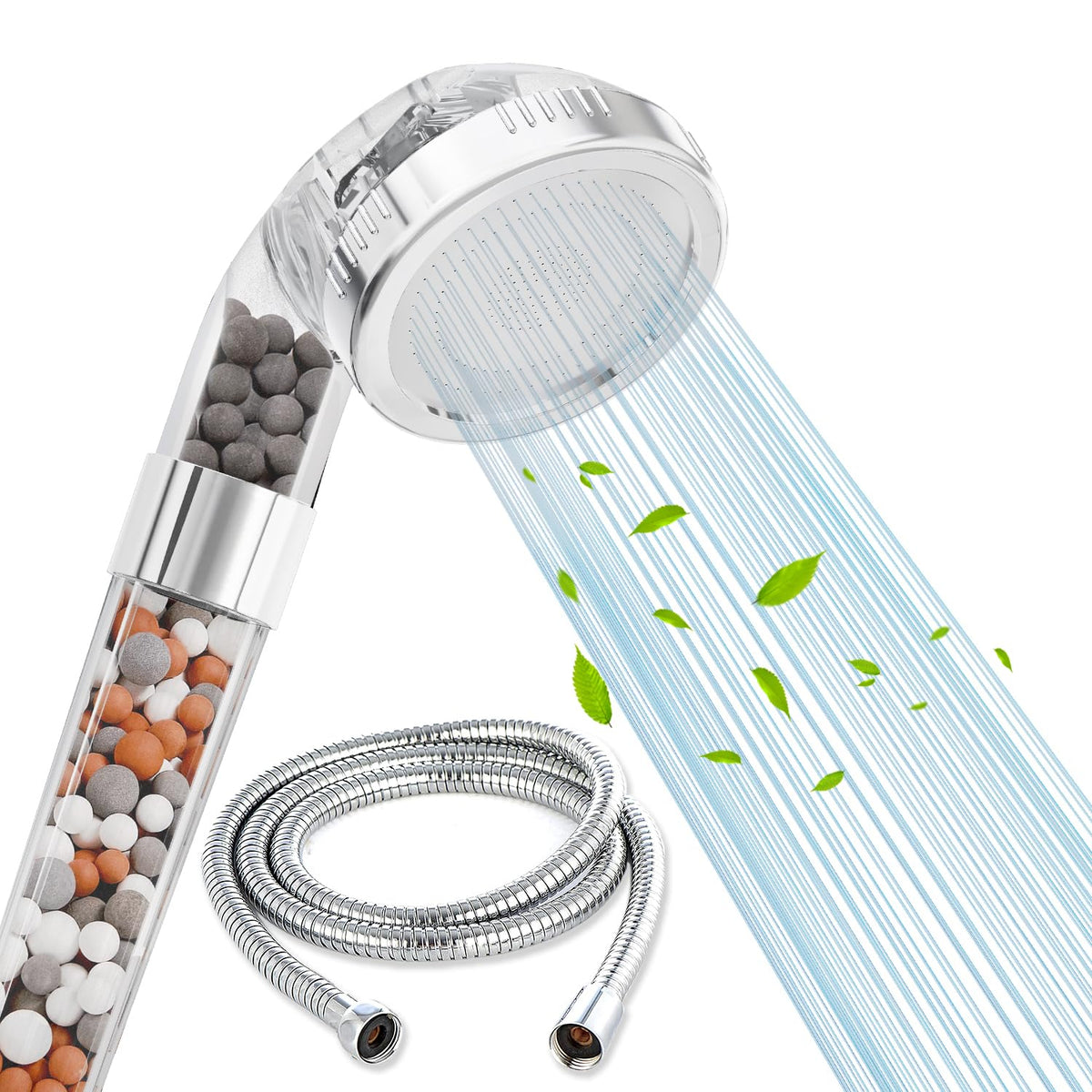 VEHHE High Pressure Shower Head with Filter Beads, 3 Spray Modes