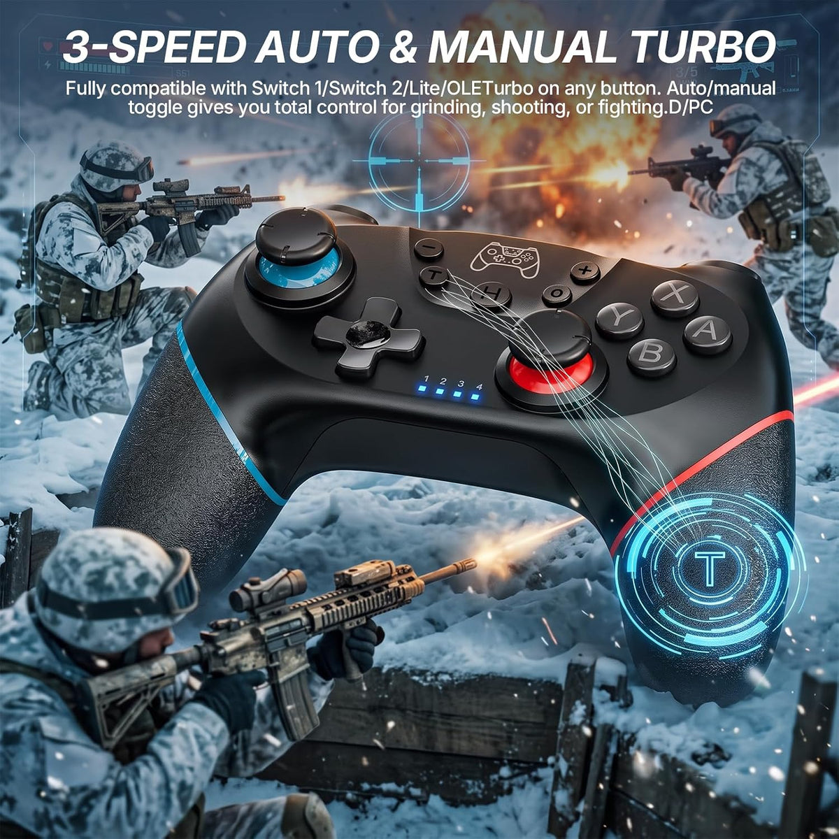 Diswoe Upgraded Wireless Pro Controller for Switch 1/Switch 2/Lite/OLED/PC