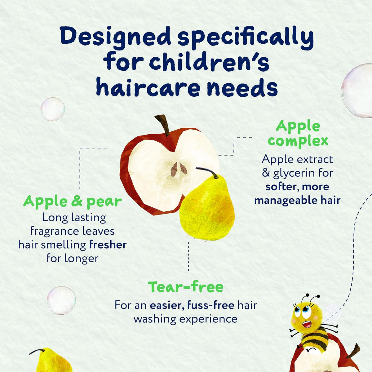 Childs Farm 2 in 1 Hair Shampoo and Conditioner, Gentle Tear Free, Apple and Pear Fragrance, Children, Kids, Baby, 250ml