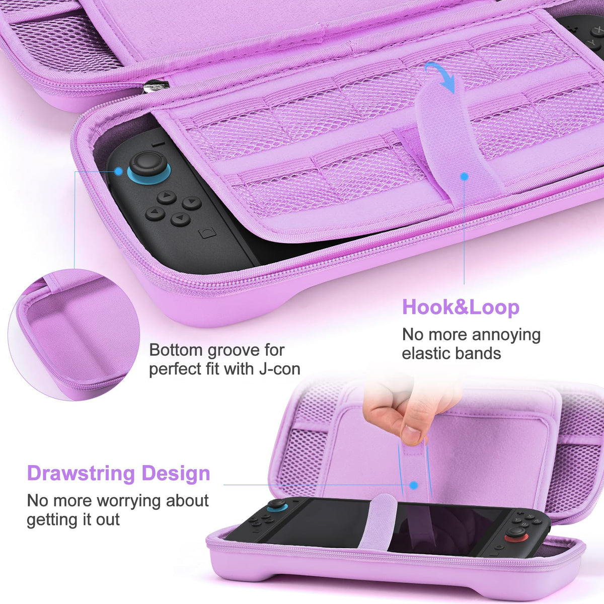 Younik Switch Accessories Bundle, 17 in 1 Switch Accessories Kit for Girls Include Switch Carrying Case with 9 Game Card Slots, Adjustable Stand, Protective Case for Switch Console & J-Con (Blue)