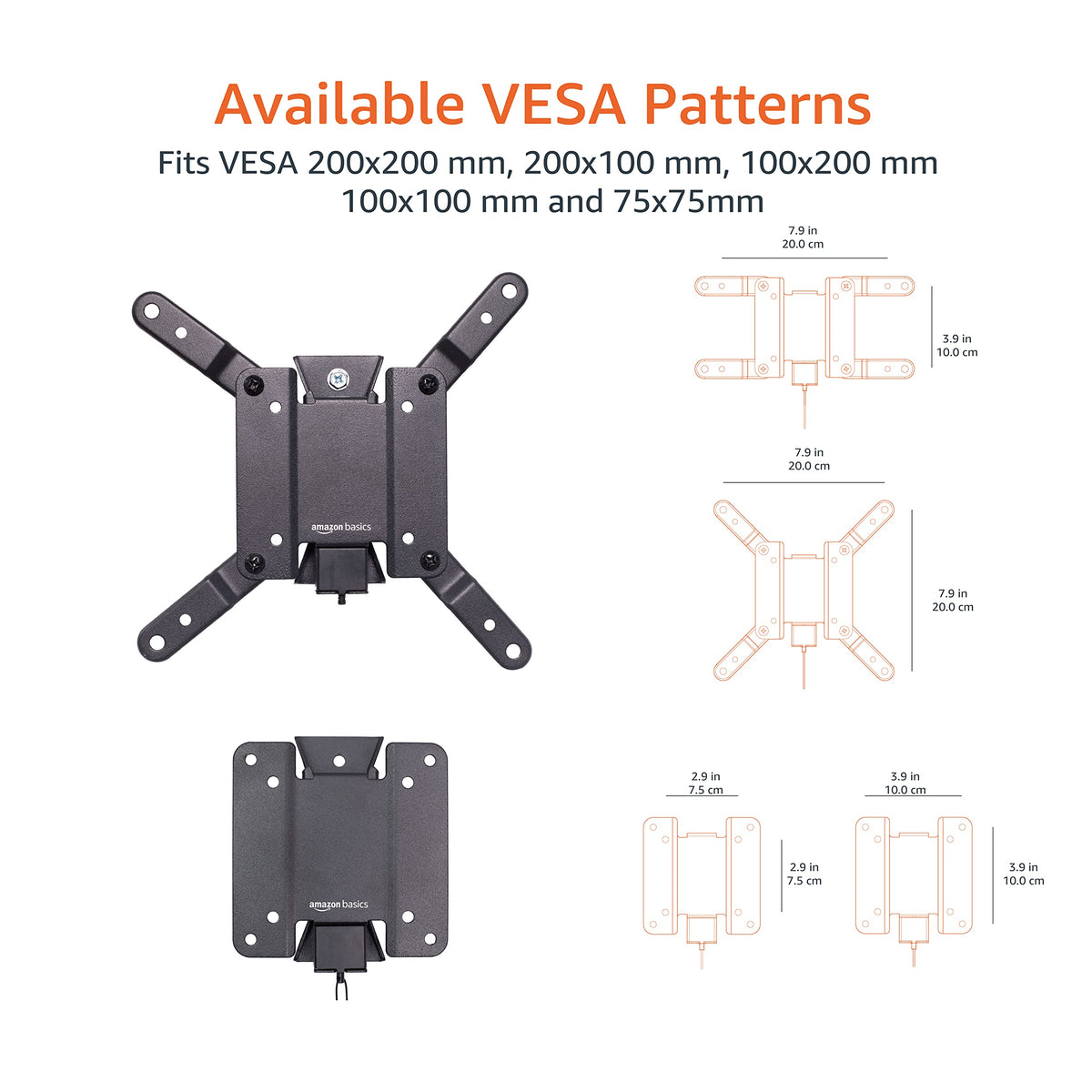 Amazon Basics TV Wall Mount, Full Motion Swivelling Tilting TV Bracket for 12-40 Inch Flat and Curved TV or Monitor up to 36 kg, Max VESA 200x200 mm, Black