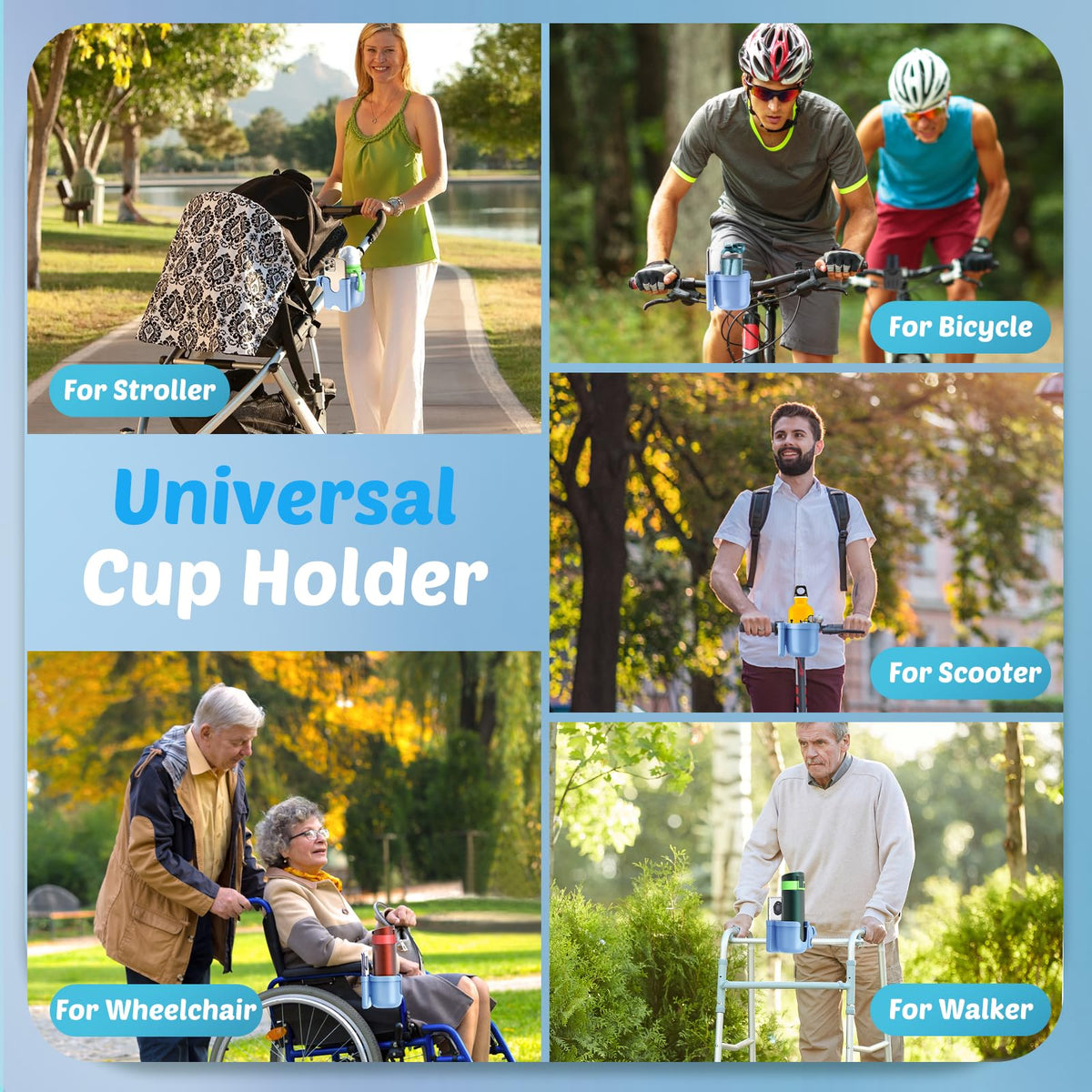 2-Pack Pram Cup Holder with Phone Holder, Universal Pram Buggy Accessories